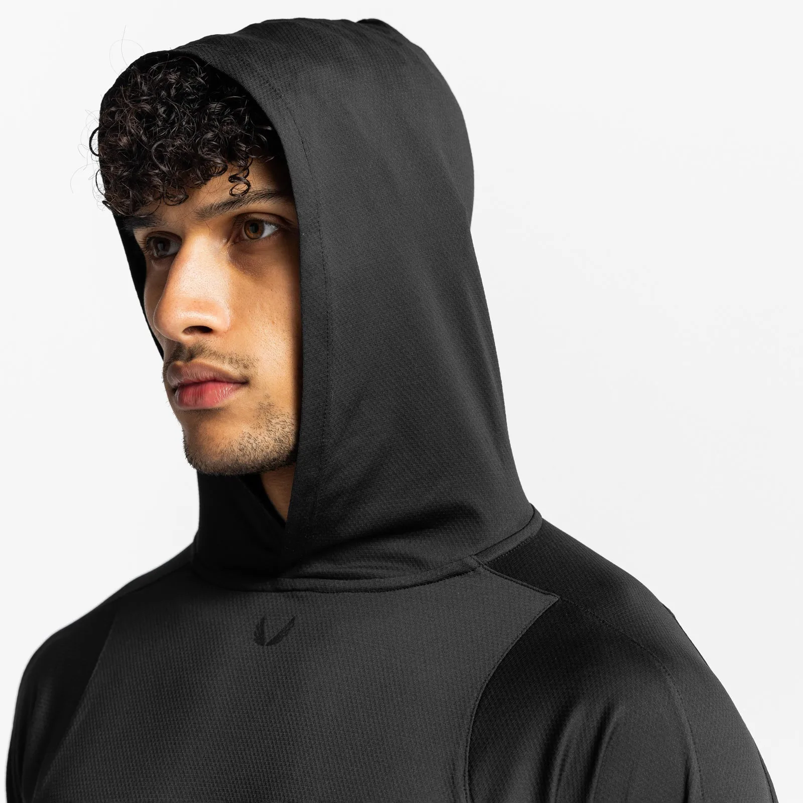 0609. Nano-Mesh Fitted Hoodie - Black