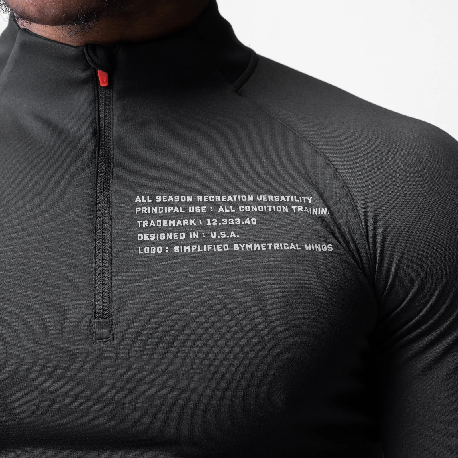 0725. Core Fitted Quarter Zip  - Black