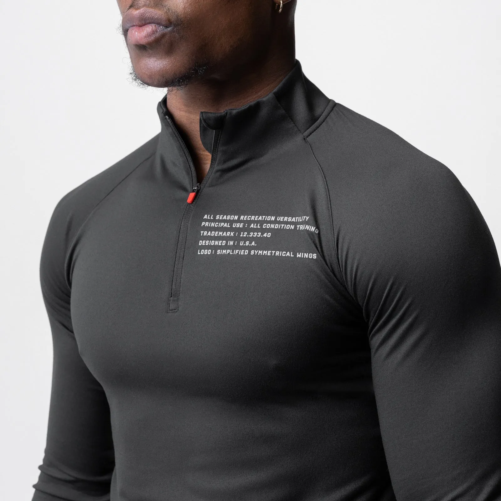 0725. Core Fitted Quarter Zip  - Black