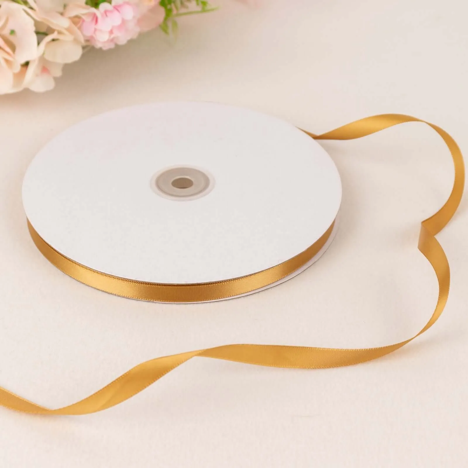 100 Yards 3 8" Gold Single Face Decorative Satin Ribbon