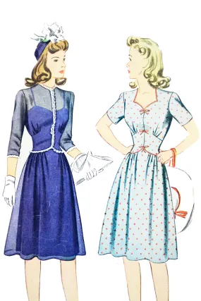 1942 Simplicity 4634 Sewing Pattern for WWII Vintage Dress