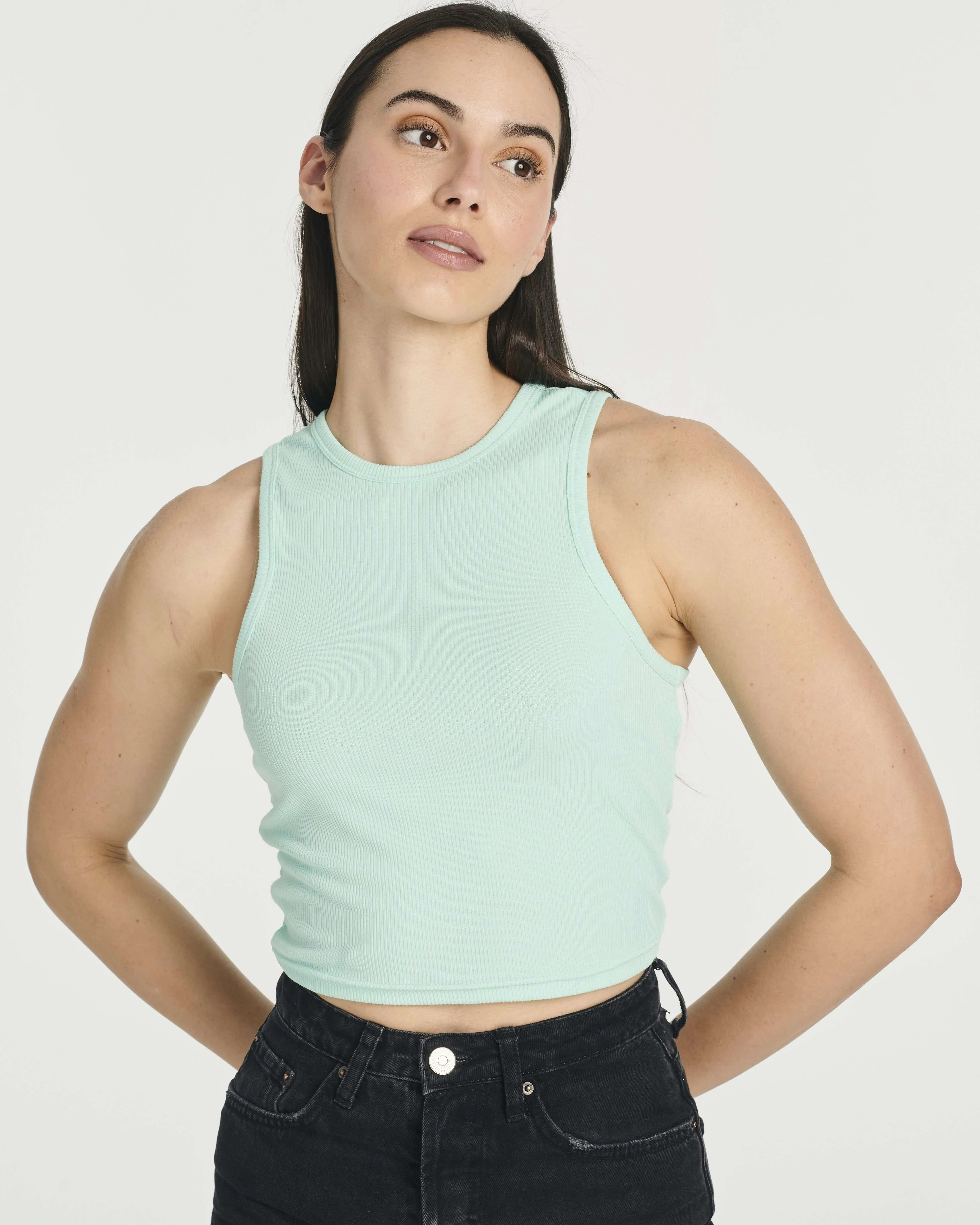 5 Pack: Women's Ribbed Sleeveless Cropped Tank Top