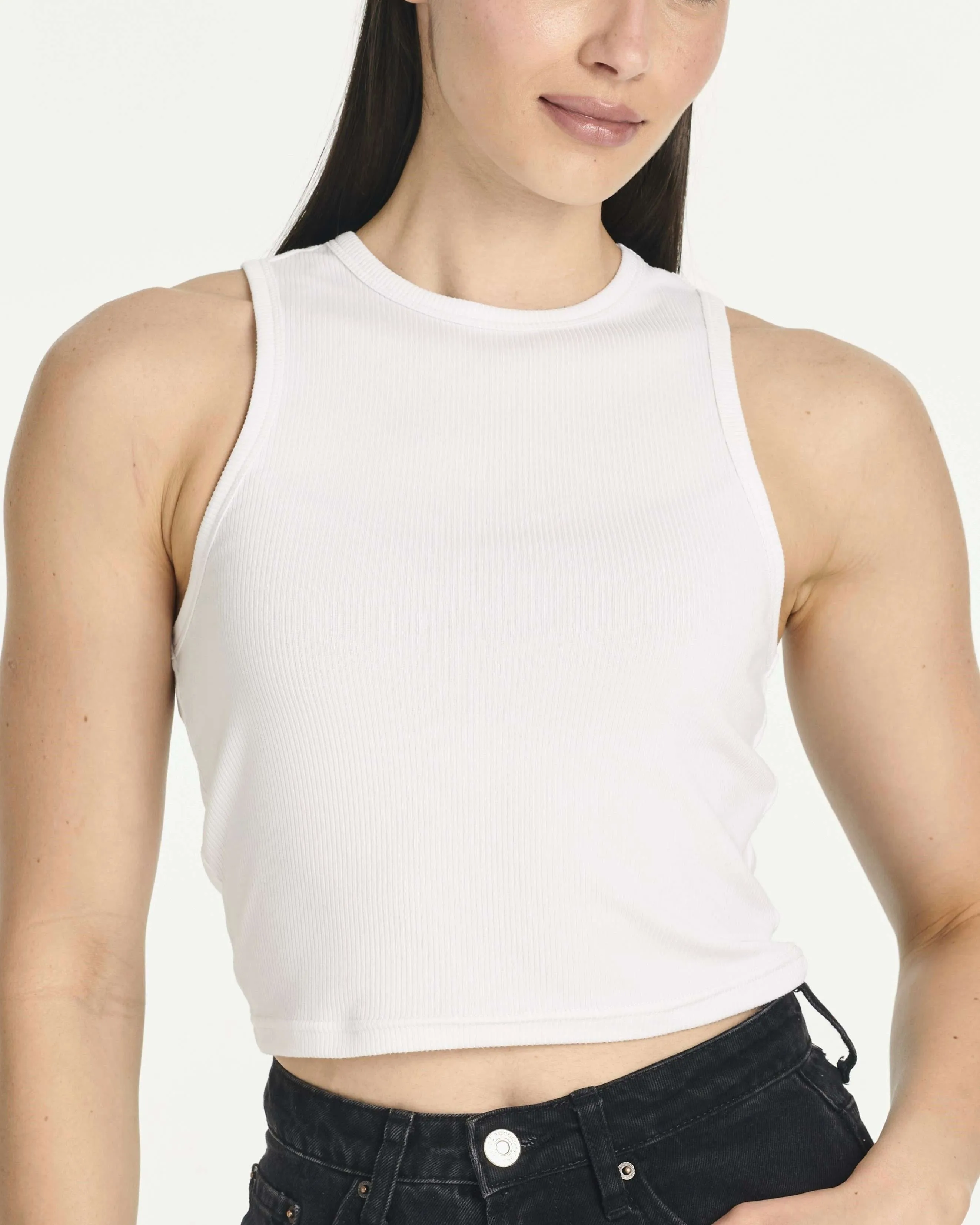 5 Pack: Women's Ribbed Sleeveless Cropped Tank Top