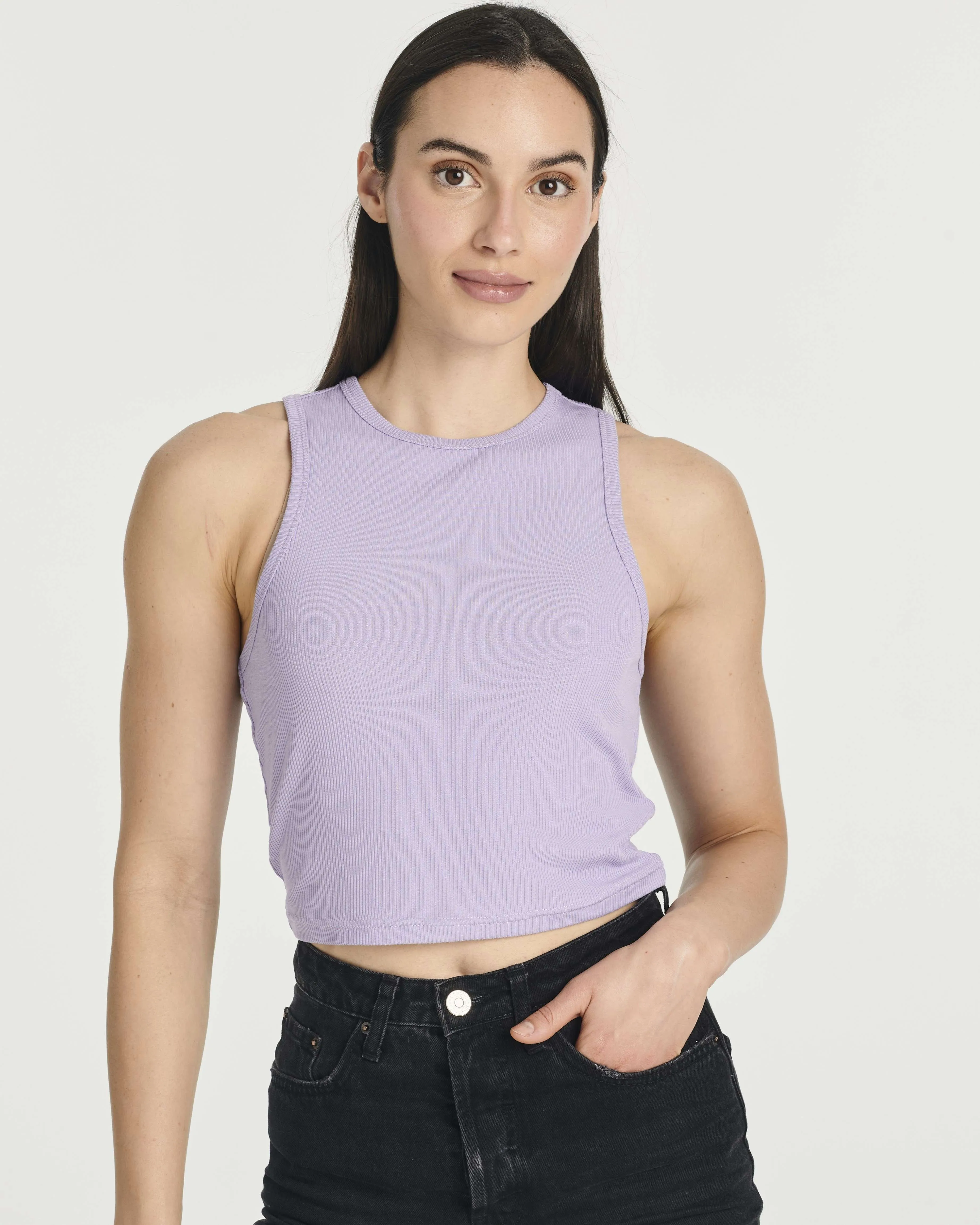 5 Pack: Women's Ribbed Sleeveless Cropped Tank Top