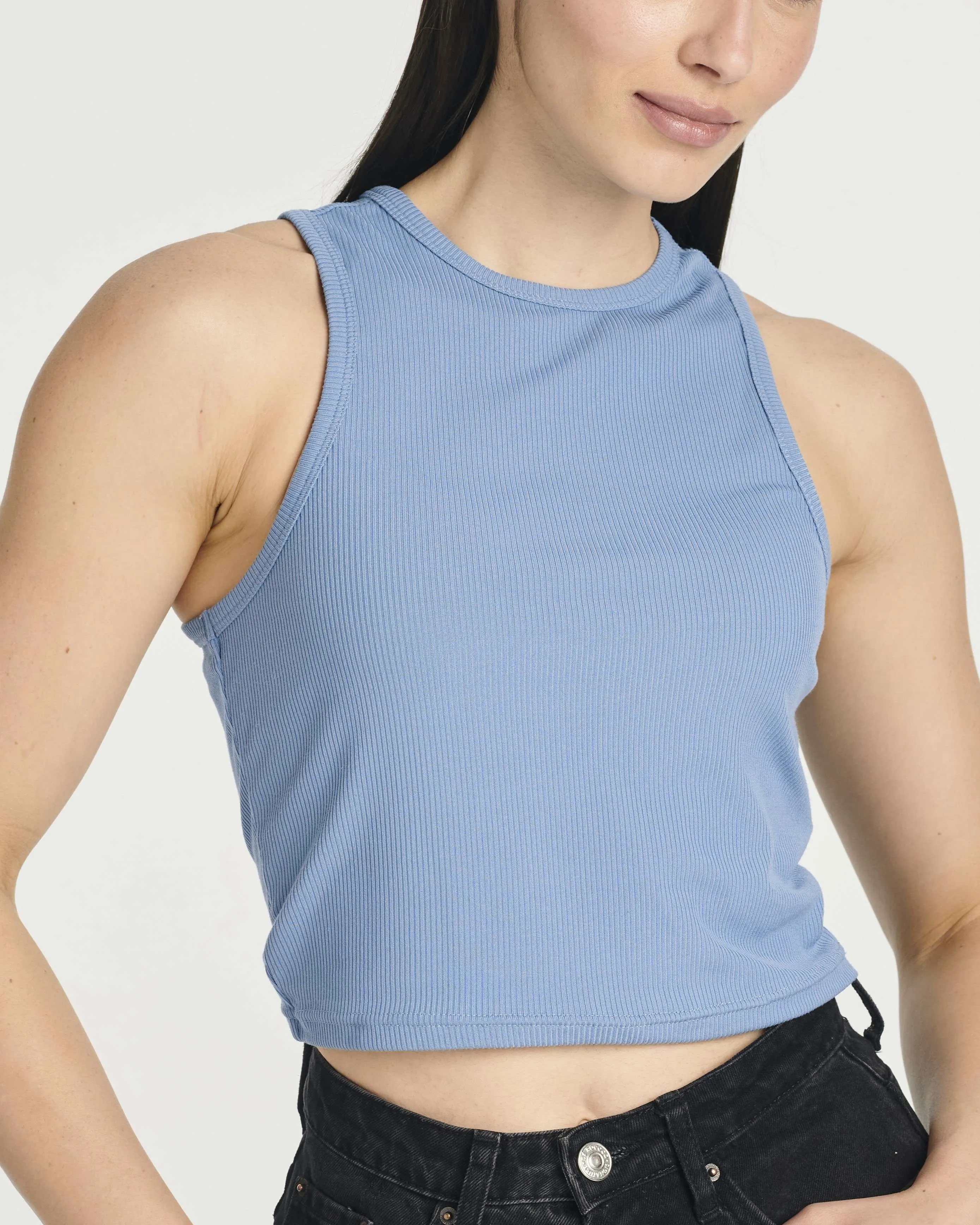 5 Pack: Women's Ribbed Sleeveless Cropped Tank Top