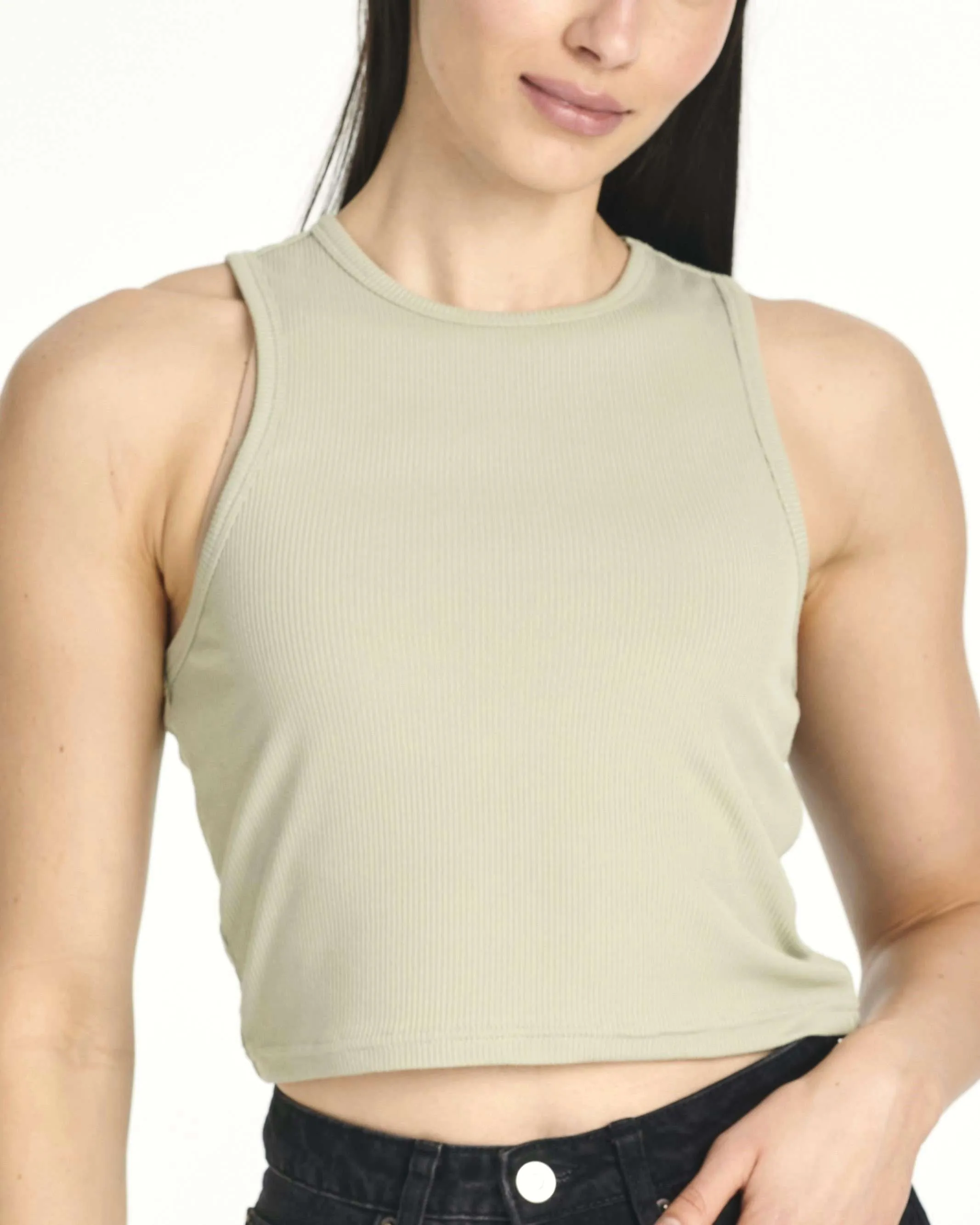 5 Pack: Women's Ribbed Sleeveless Cropped Tank Top