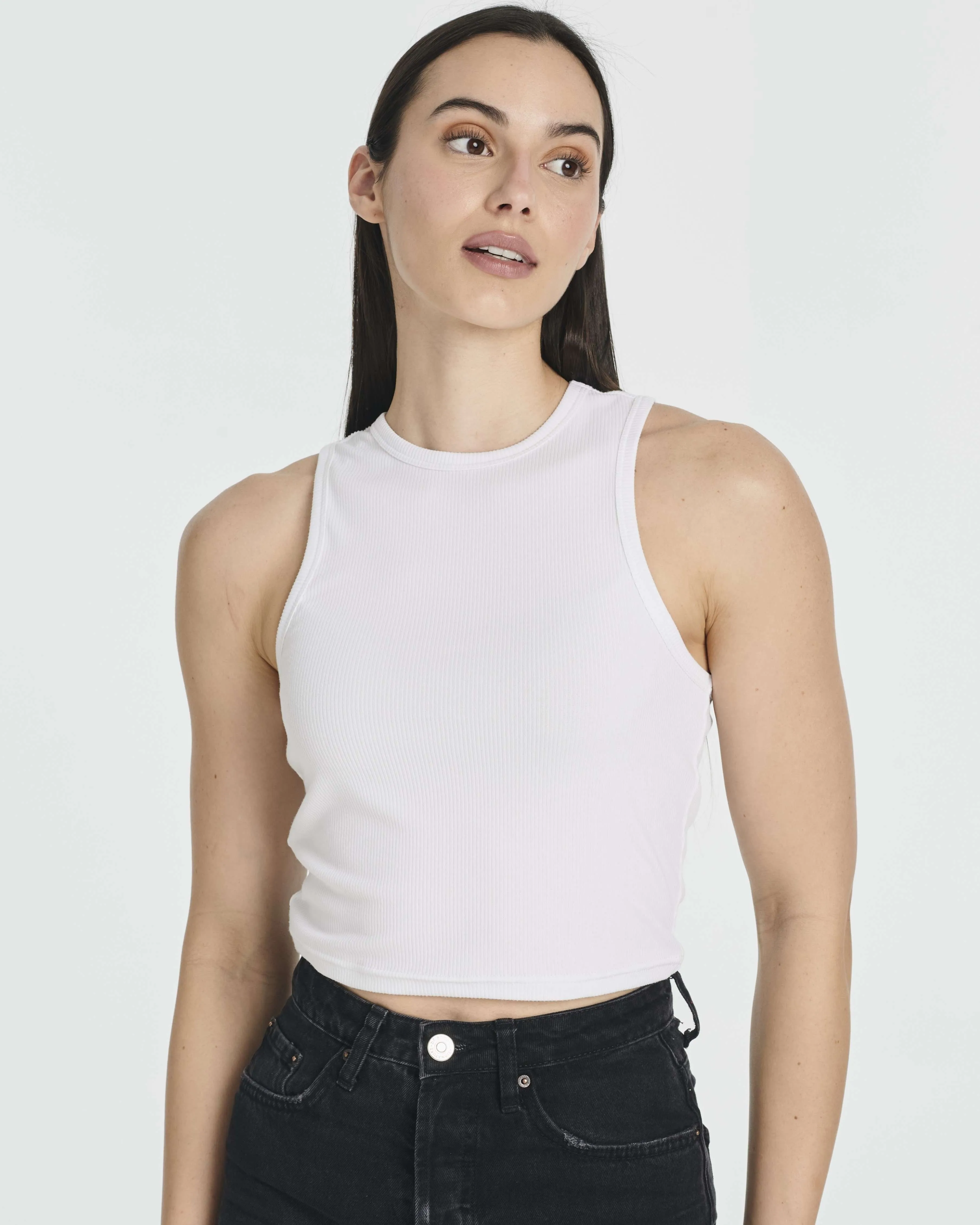 5 Pack: Women's Ribbed Sleeveless Cropped Tank Top