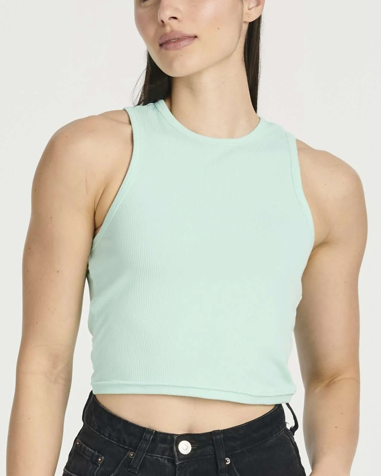 5 Pack: Women's Ribbed Sleeveless Cropped Tank Top