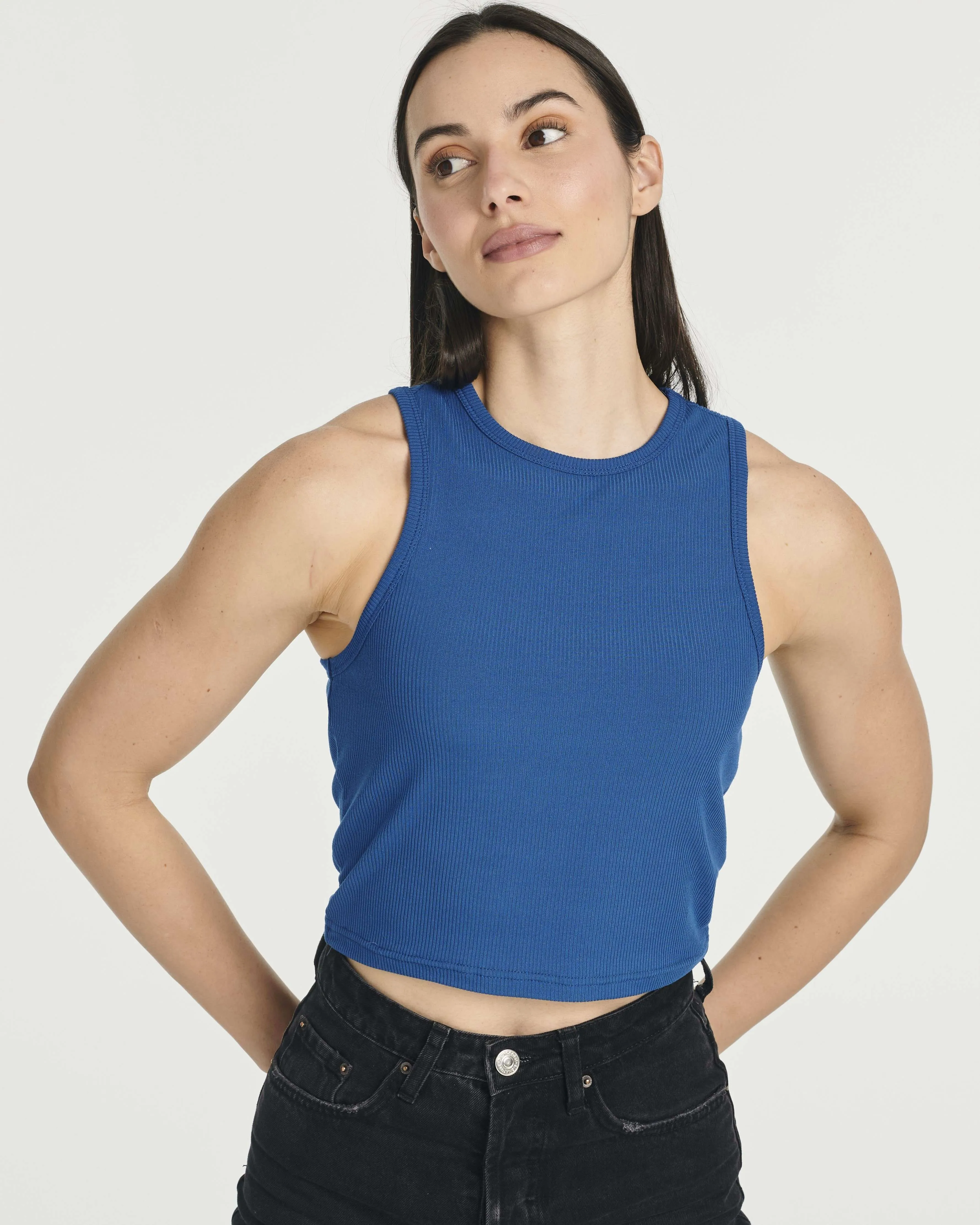 5 Pack: Women's Ribbed Sleeveless Cropped Tank Top