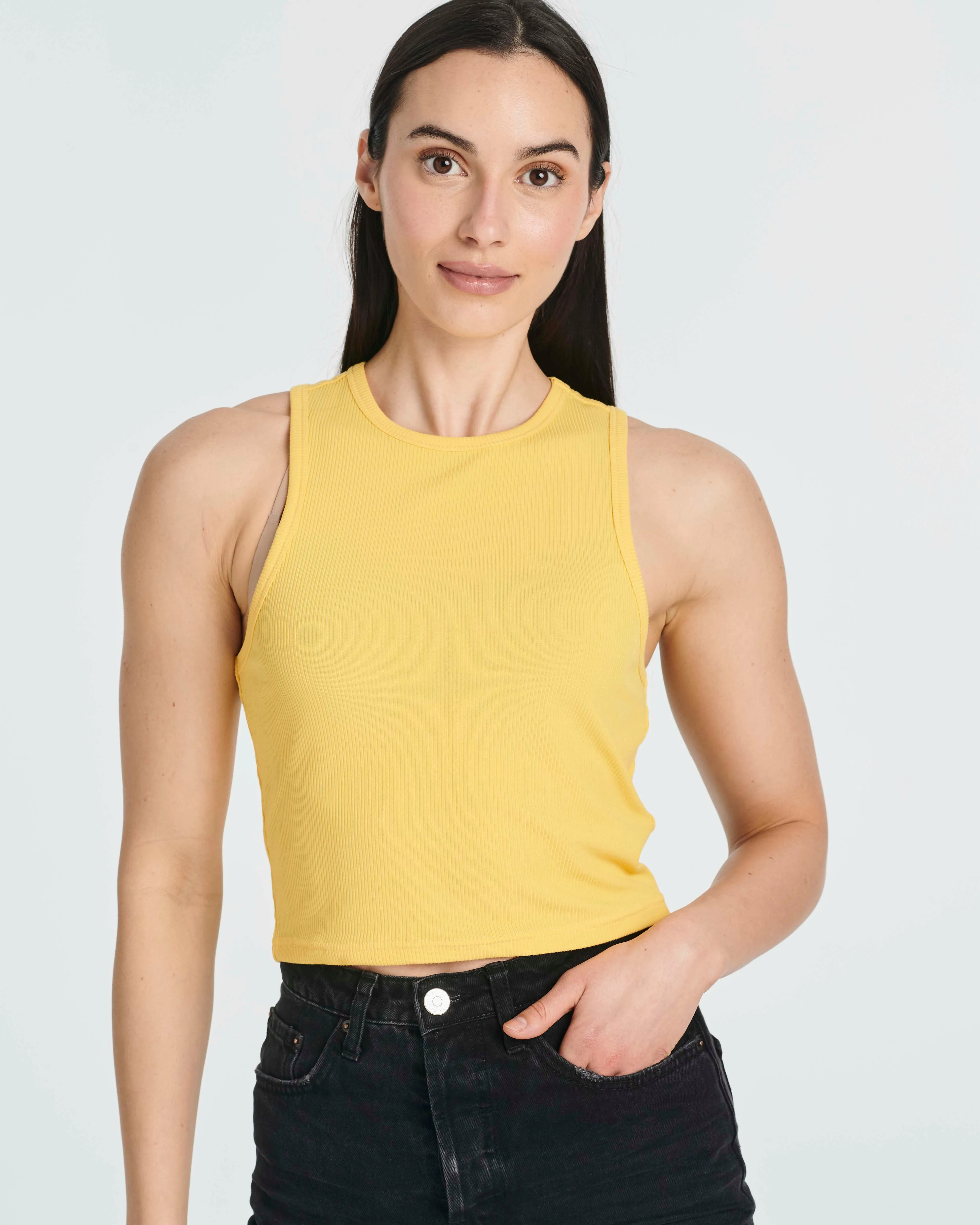 5 Pack: Women's Ribbed Sleeveless Cropped Tank Top