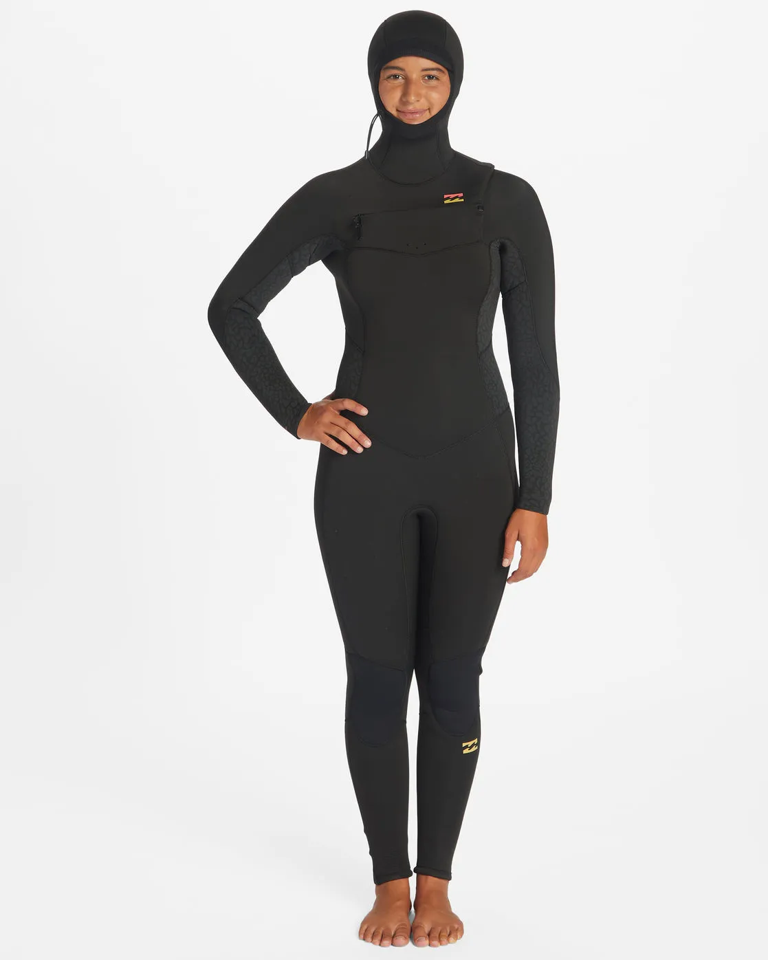 5/4 Synergy Hooded Chest Zip Full Wetsuit - Wild Black