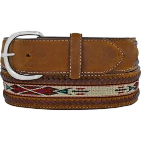 5A109 Men's Western Laced Edge Horse Hair Ribbon Belt