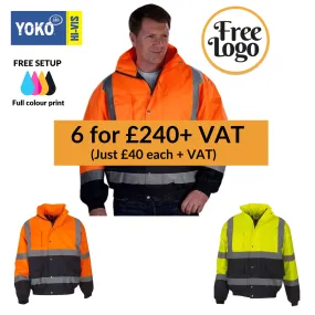 6 for £240 Yoko Hi-Vis Two Tone Bomber Jacket Bundle Deal