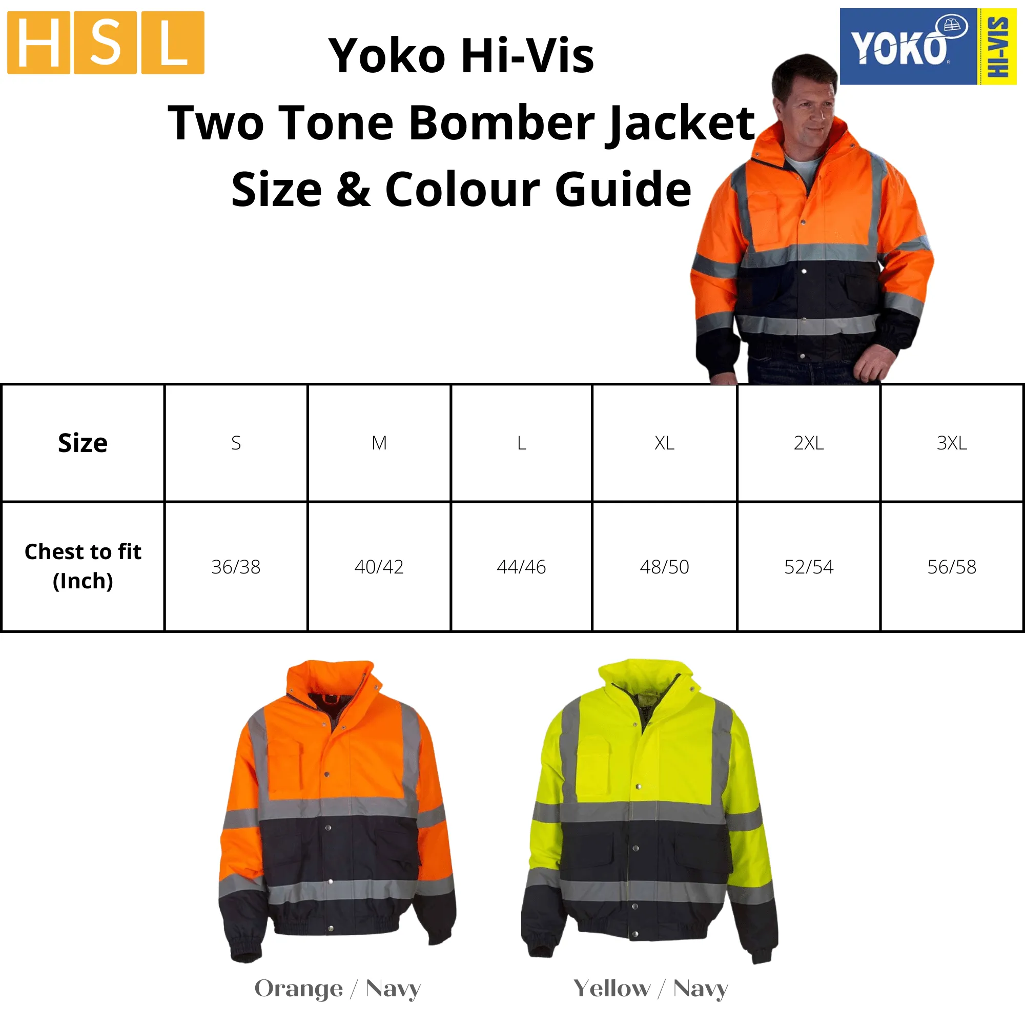 6 for £240 Yoko Hi-Vis Two Tone Bomber Jacket Bundle Deal