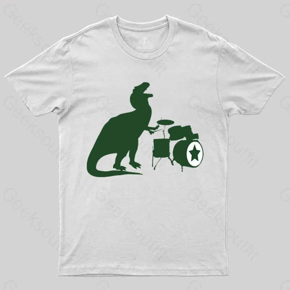 A Tyrannosaurus Rex Playing Drums T-shirt