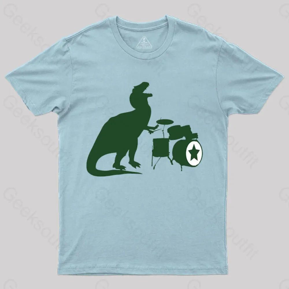 A Tyrannosaurus Rex Playing Drums T-shirt