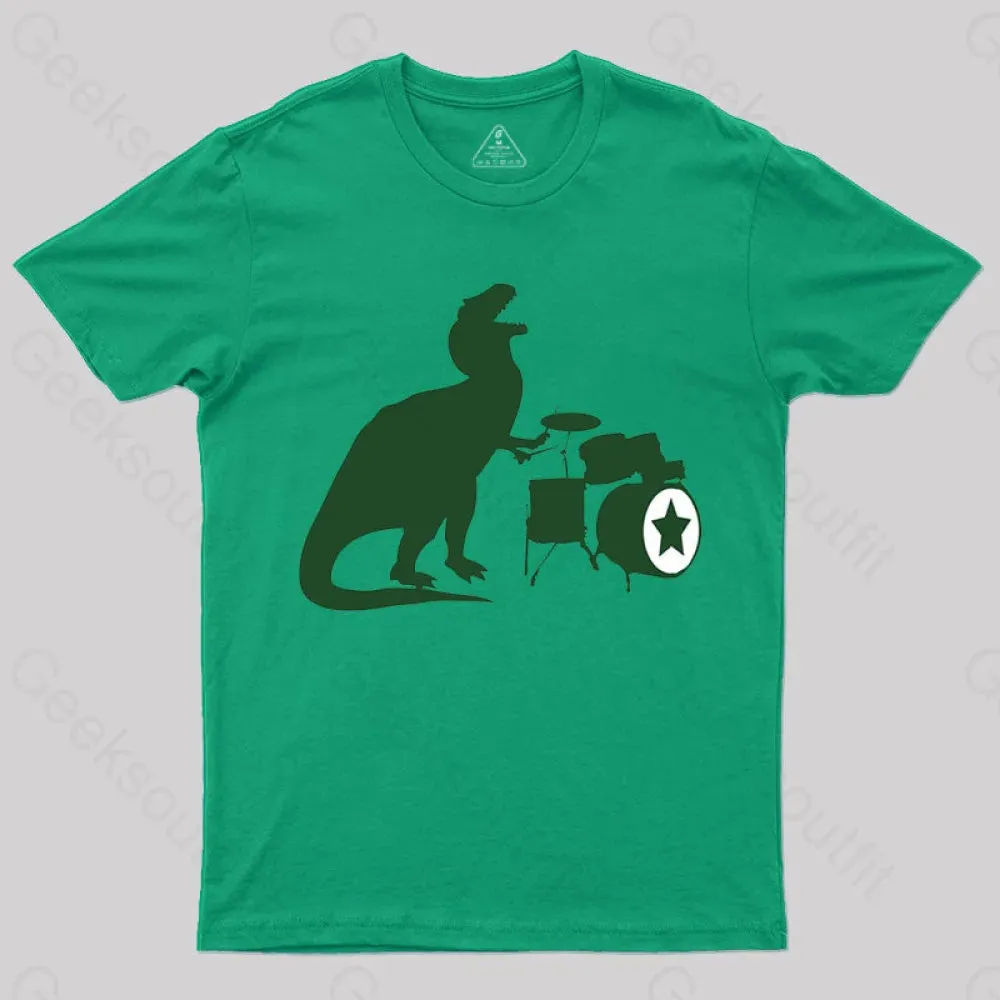 A Tyrannosaurus Rex Playing Drums T-shirt