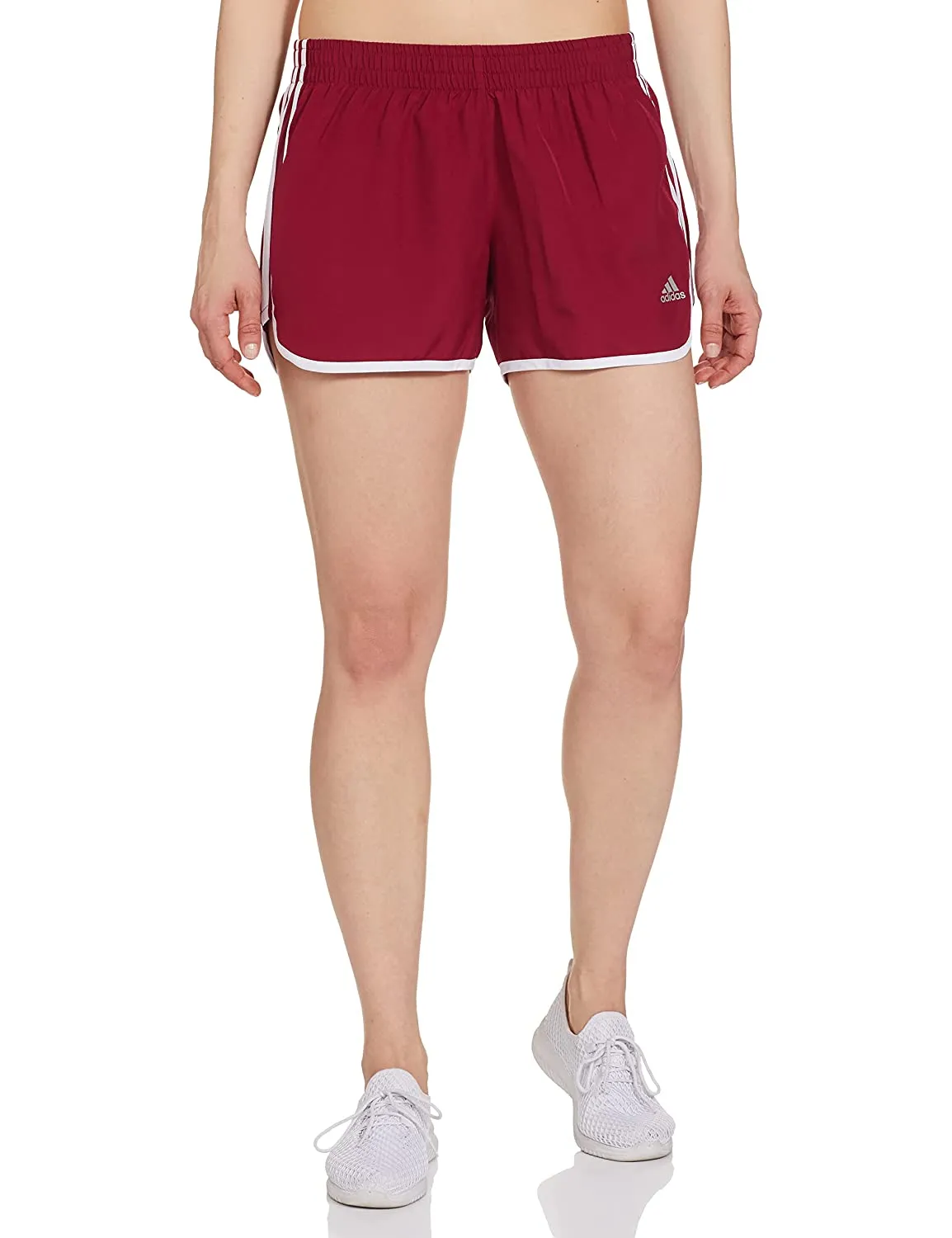 Adidas Women's Flat Shorts -Legacy Burgundy/white