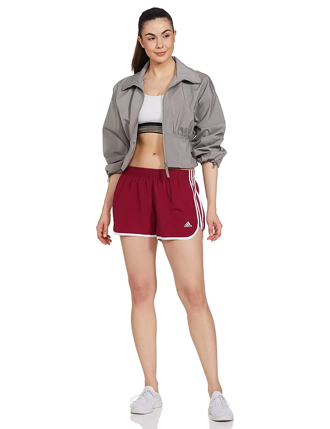 Adidas Women's Flat Shorts -Legacy Burgundy/white