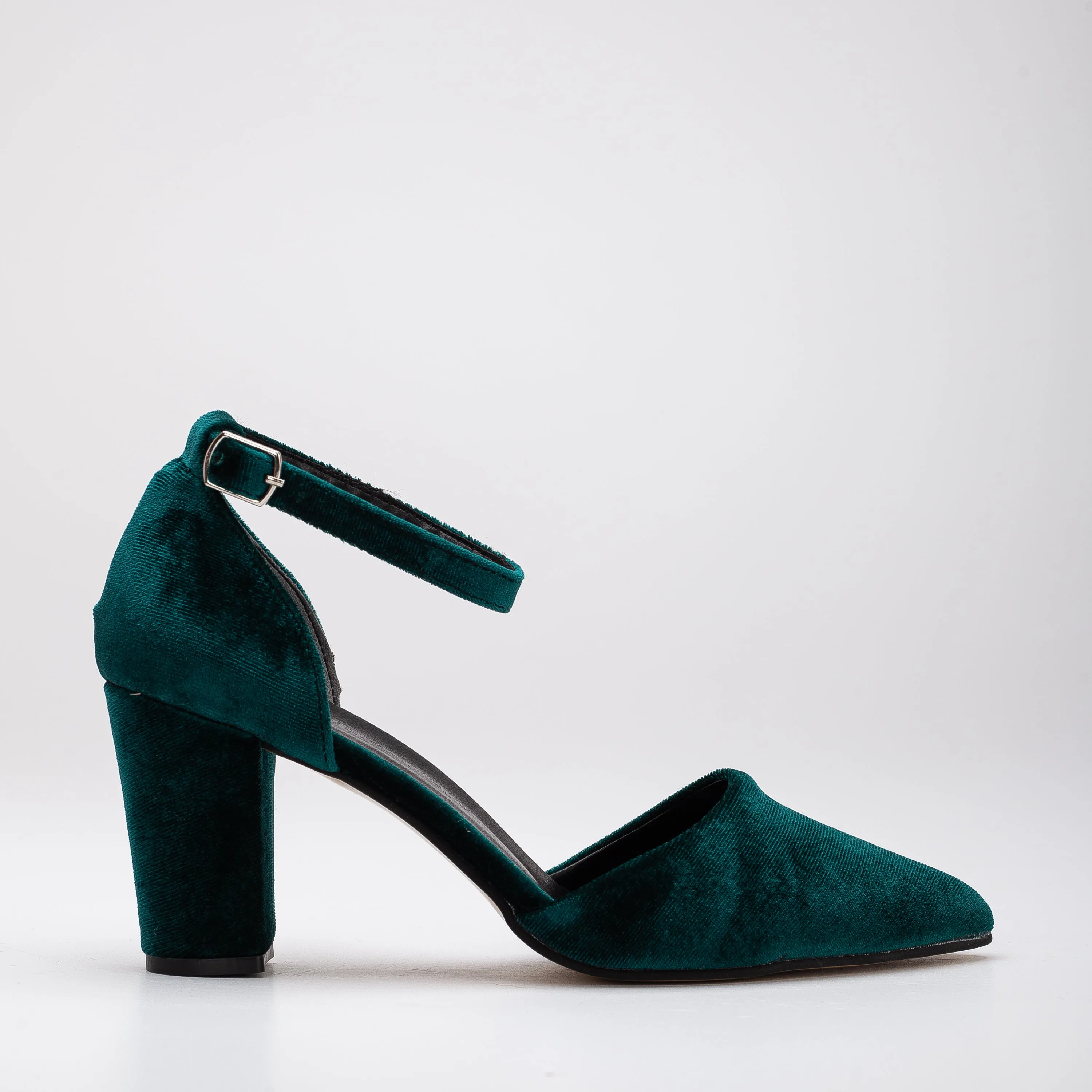 Agnes - Green Velvet Pearl Wedding Heels