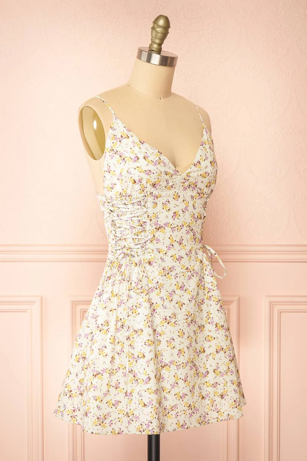 Aleena | Short Floral Dress w/ Ruched Sides