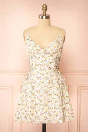 Aleena | Short Floral Dress w/ Ruched Sides