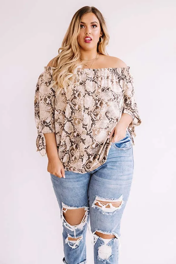 All Eyes On You Snake Print Shift Top  Curves