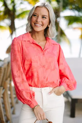 All In The Details Pink Textured Blouse