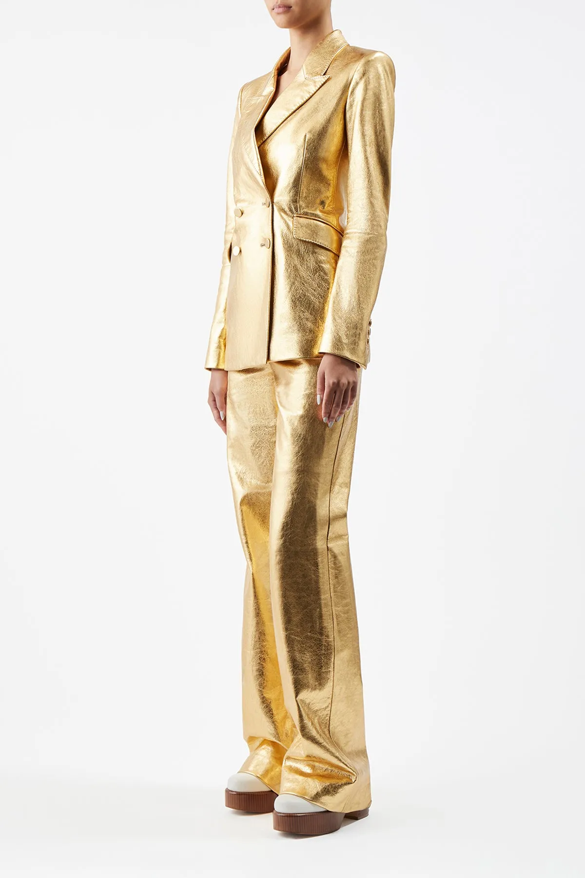 Angela Blazer in Gold Metallic Nappa Leather