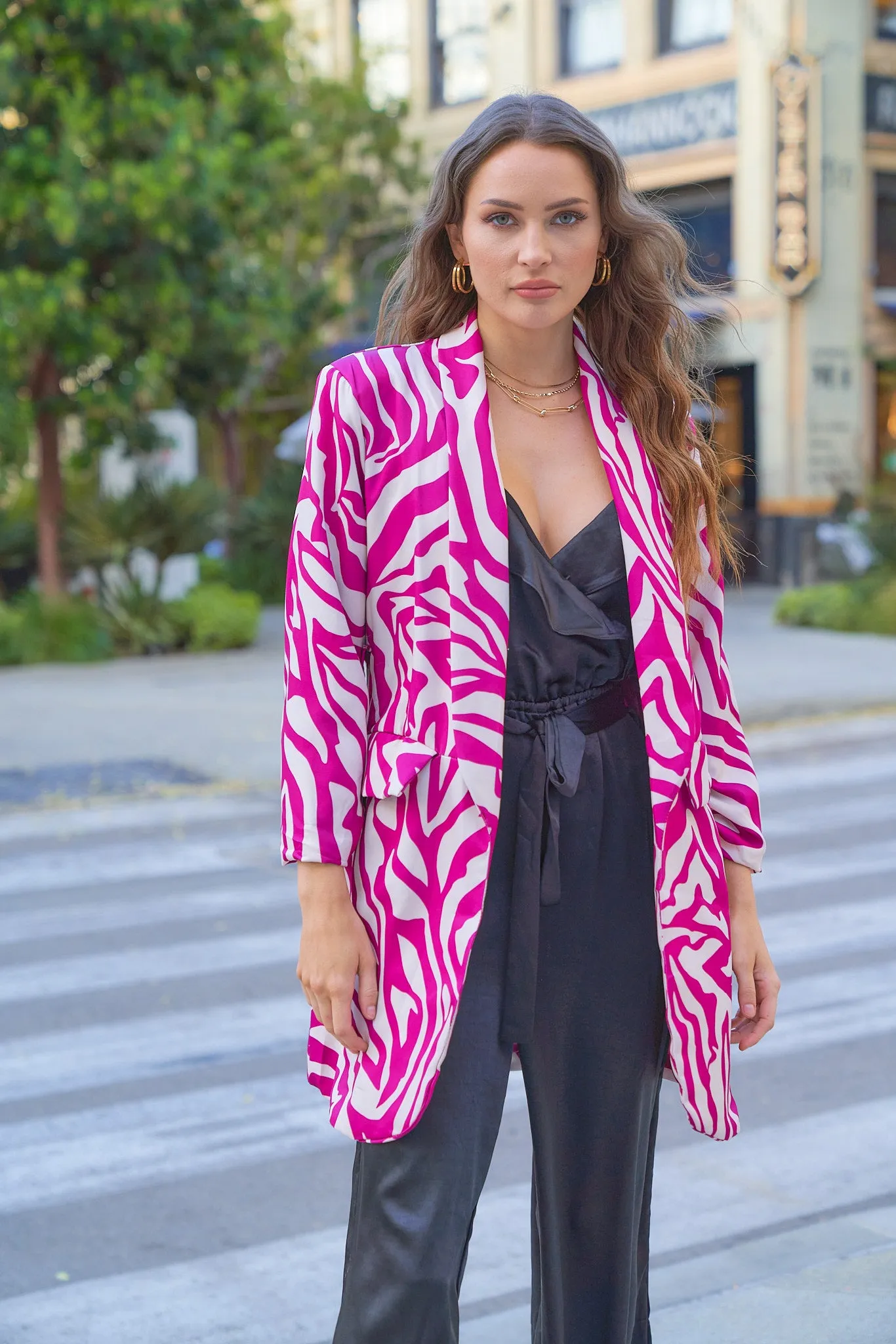 Animal Print 3/4 Sleeve Blazer