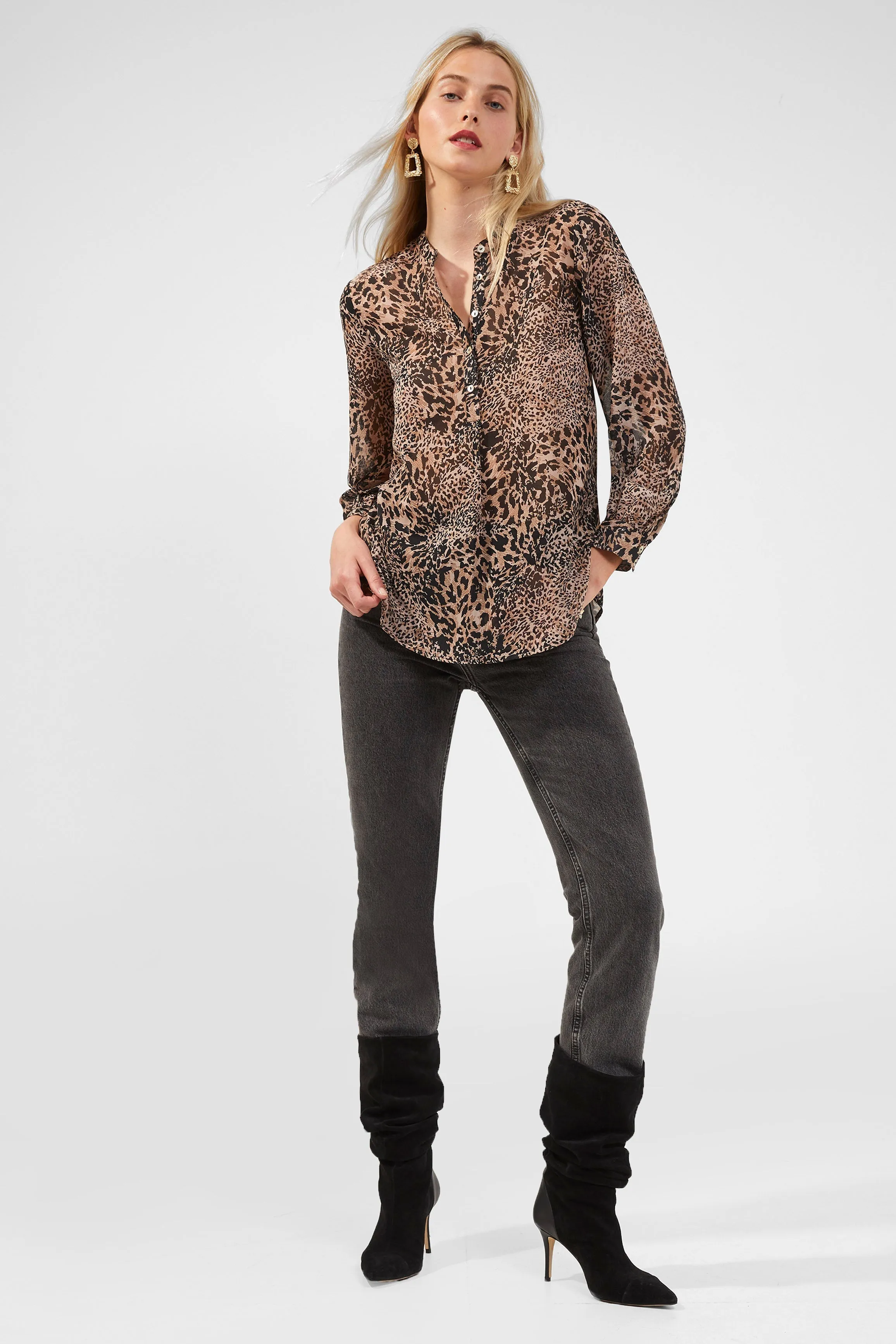 Animal Print Button Down Shirt