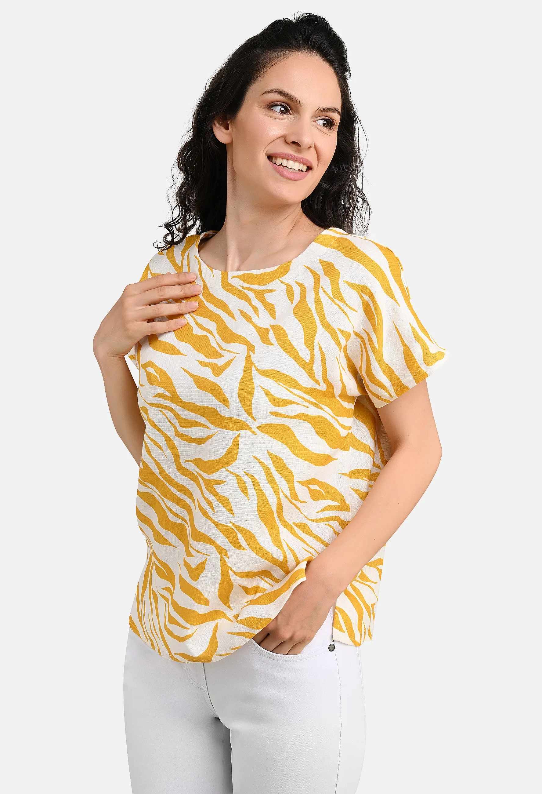 Animal Print Linen Top