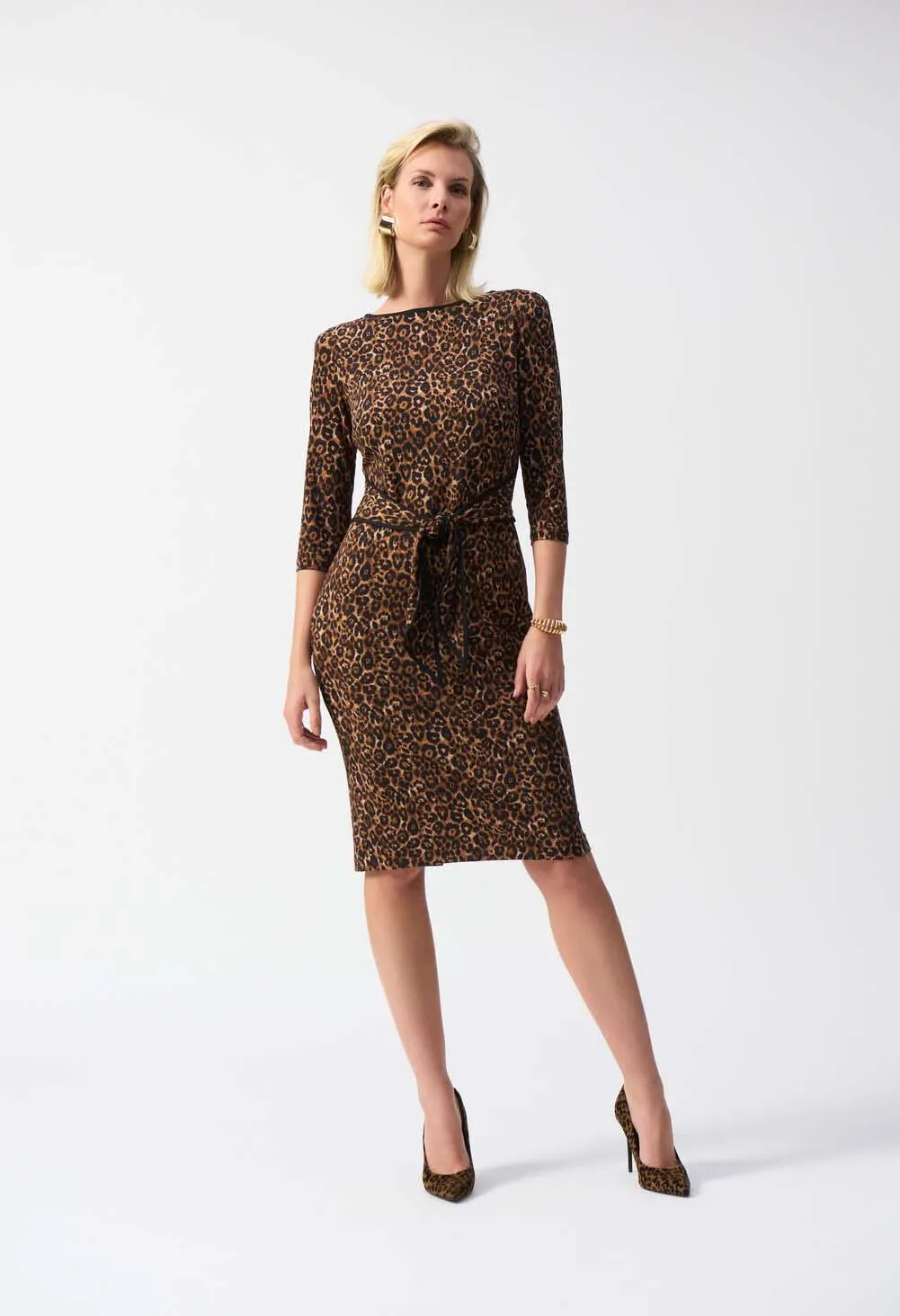 Animal Print Midi Dress With Belt