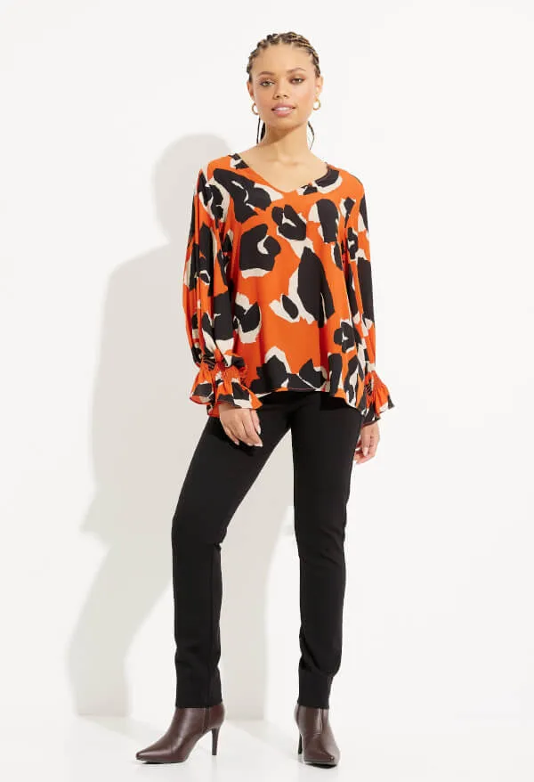 Animal Print Puff Sleeve Top