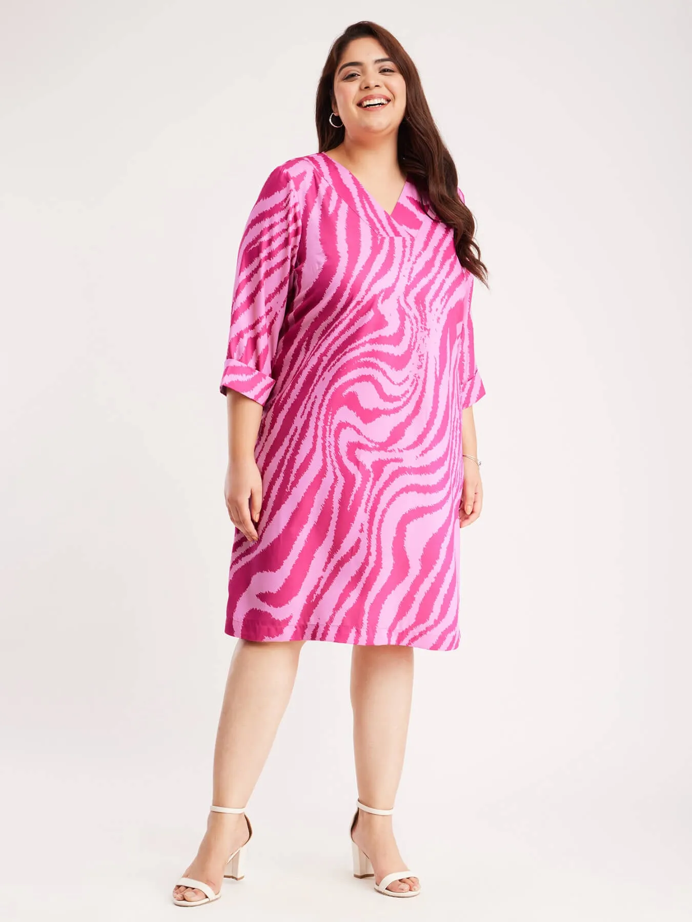 Animal Print Shift Dress - Pink