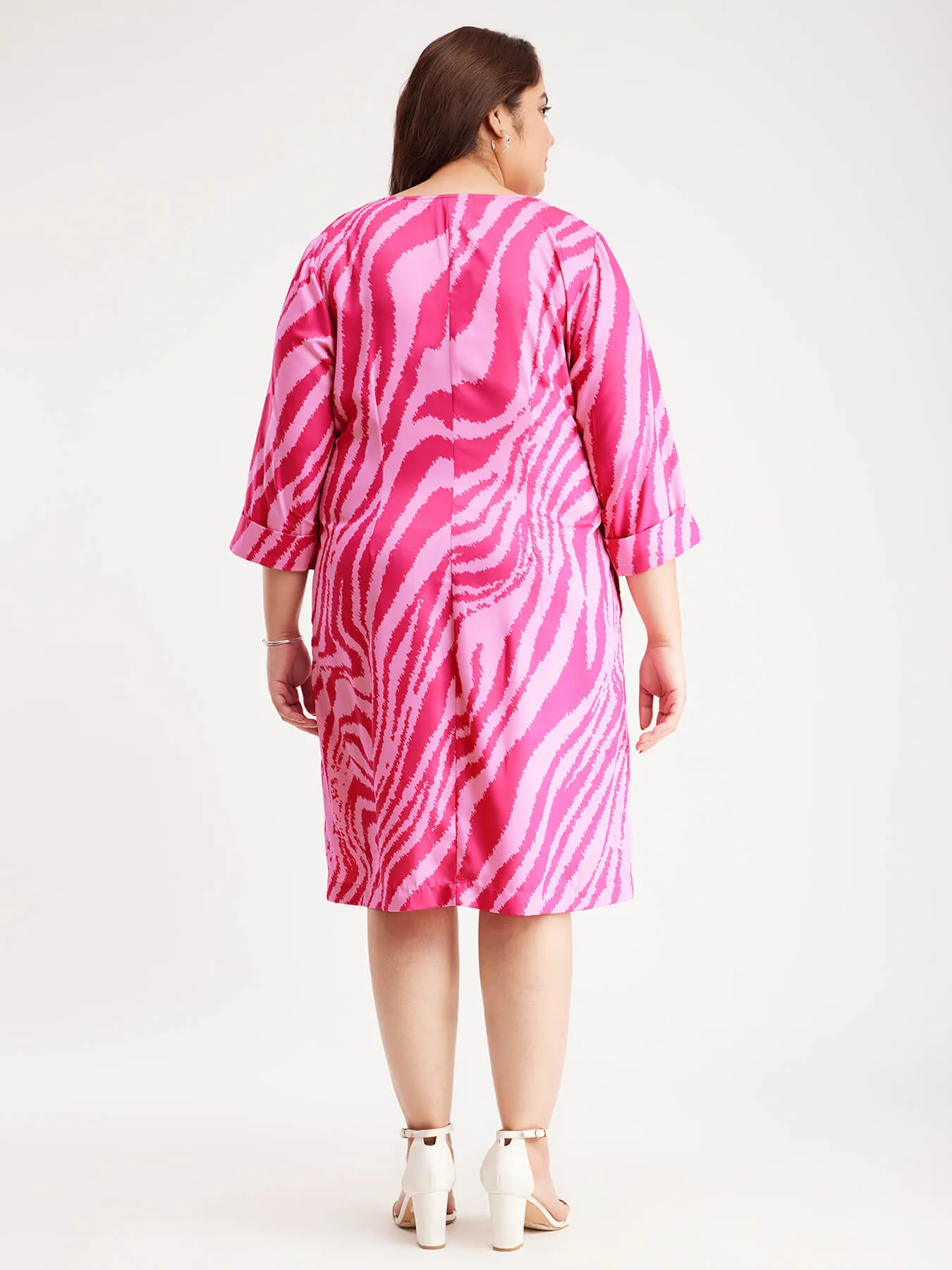 Animal Print Shift Dress - Pink