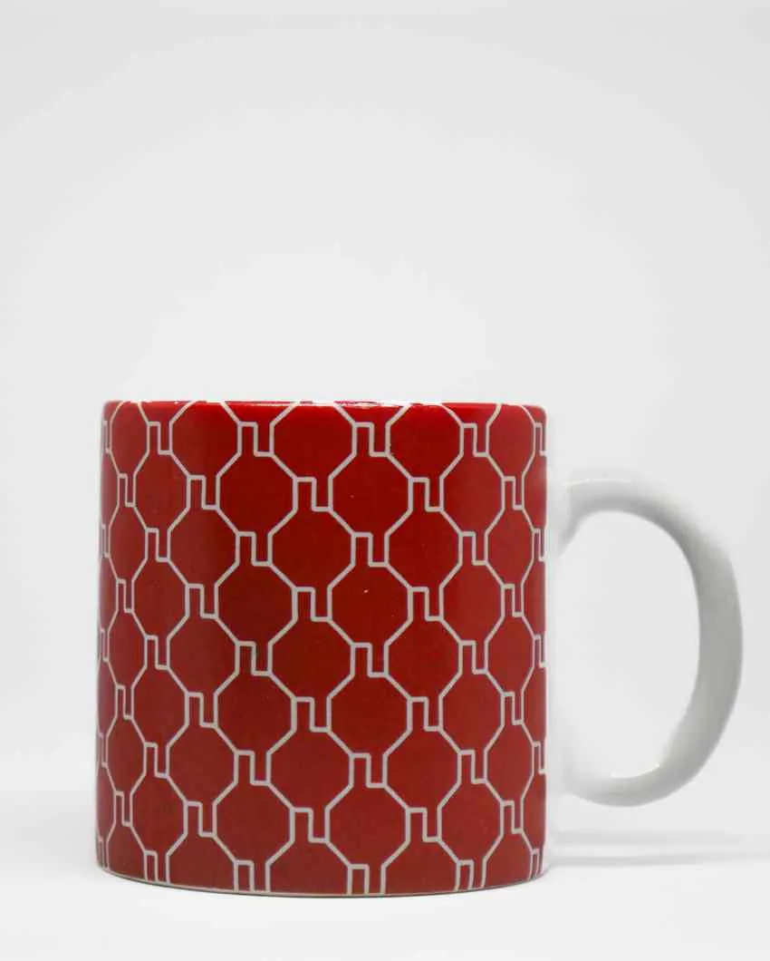 Art Handcrafted Ceramic Coffee & Tea Cups Geometric Design | Set of 6 | 180 ML | 3 x 3 inches