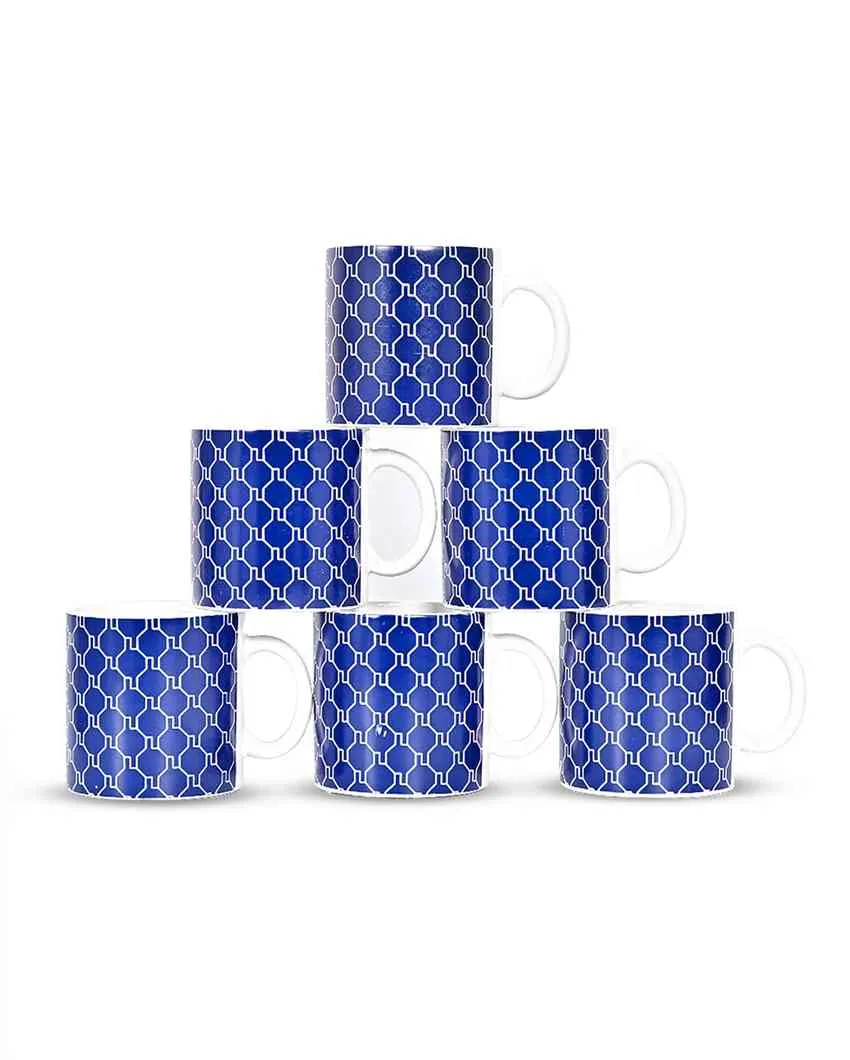 Art Handcrafted Ceramic Coffee & Tea Cups Geometric Design | Set of 6 | 180 ML | 3 x 3 inches