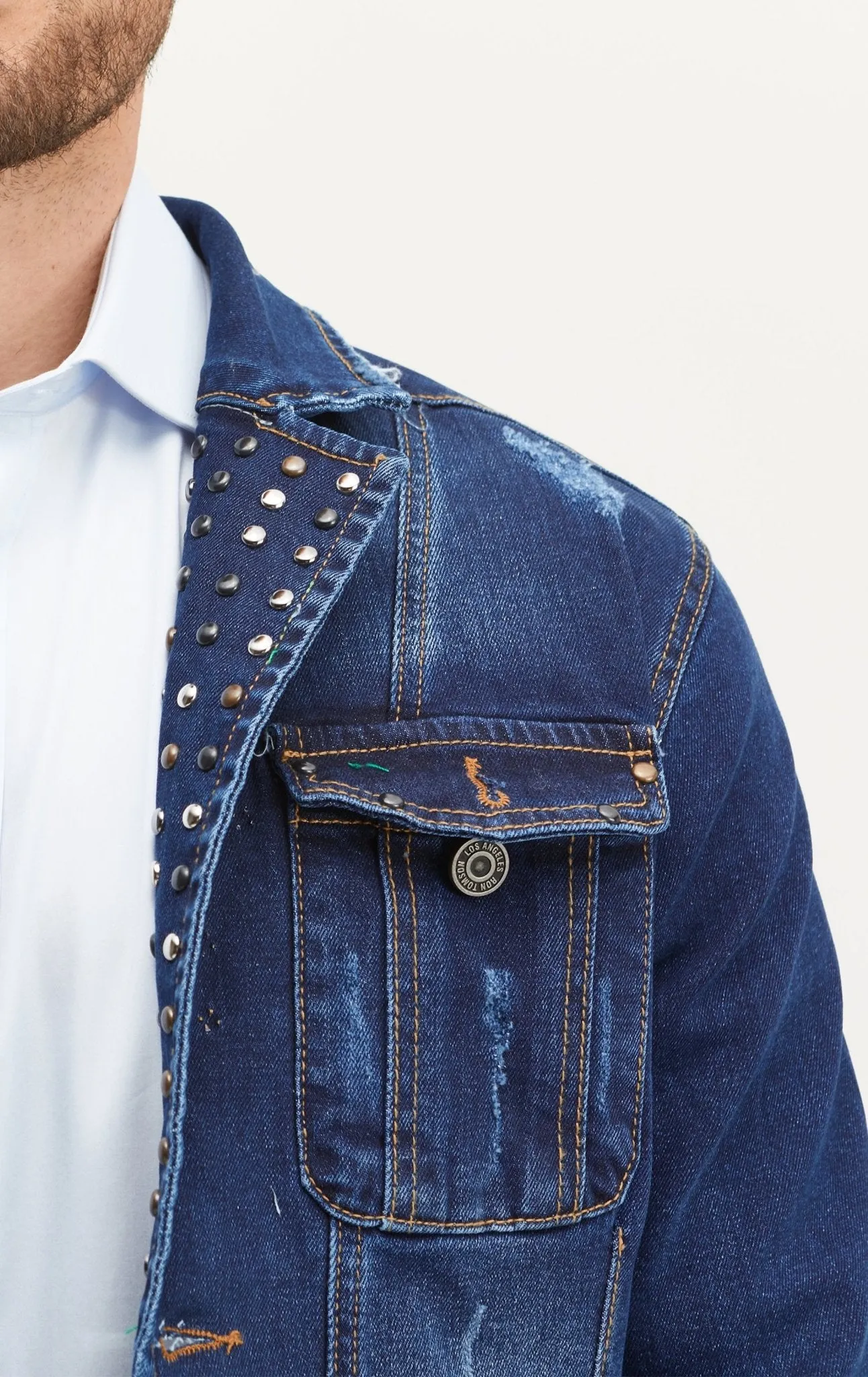 Artist Studded Denim Jacket  - Navy