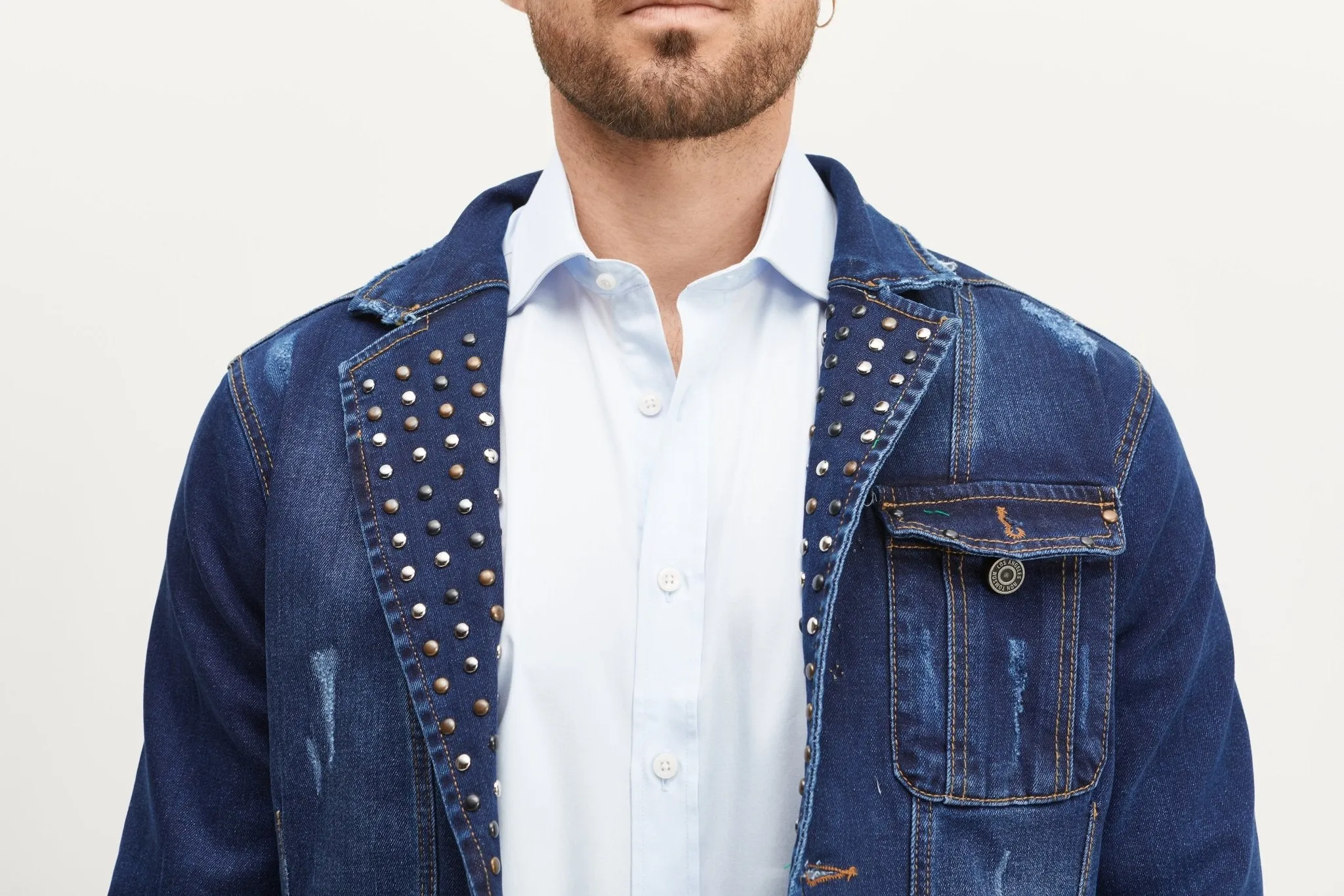 Artist Studded Denim Jacket  - Navy