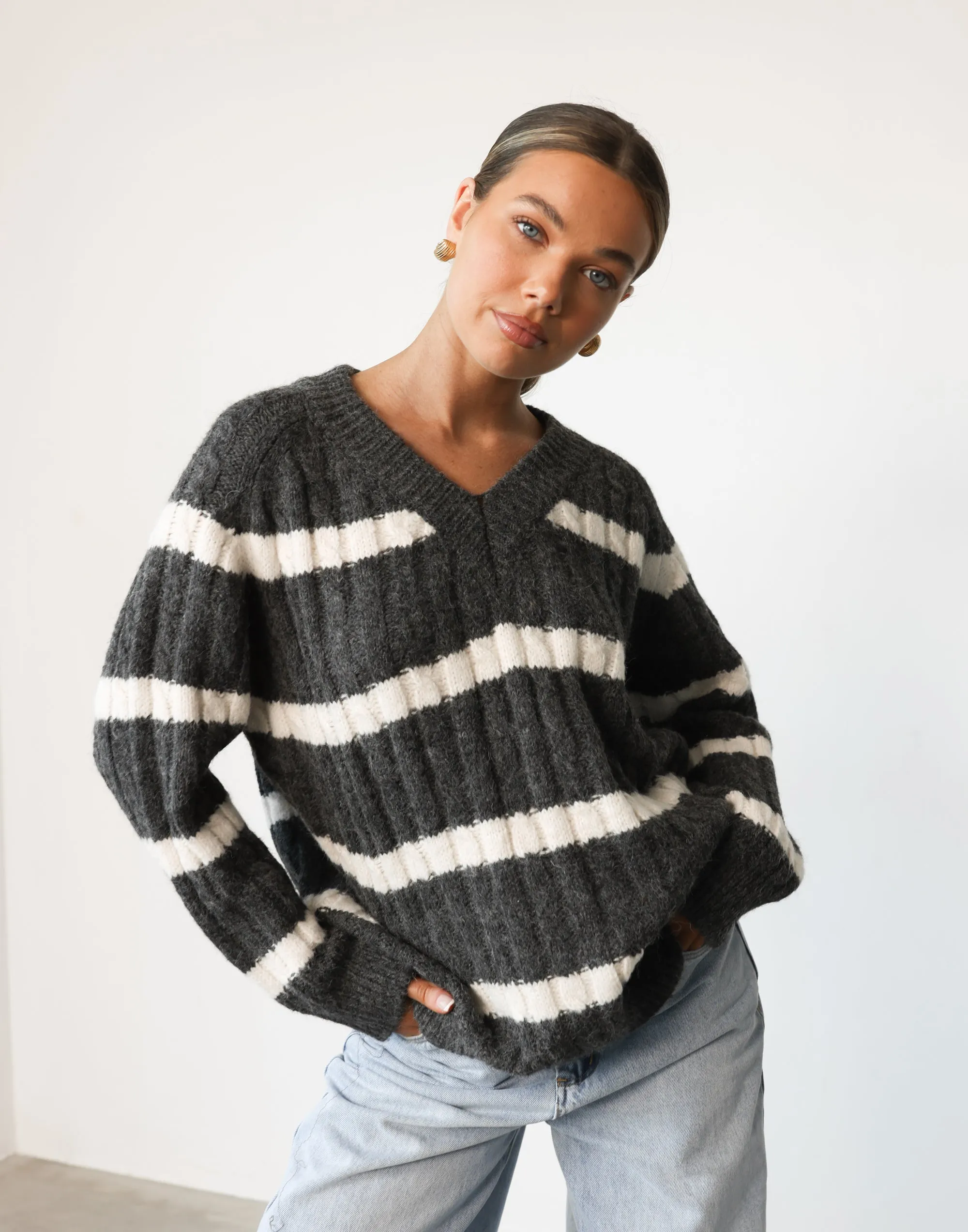 Baely Knit Jumper (Slate Stripe)