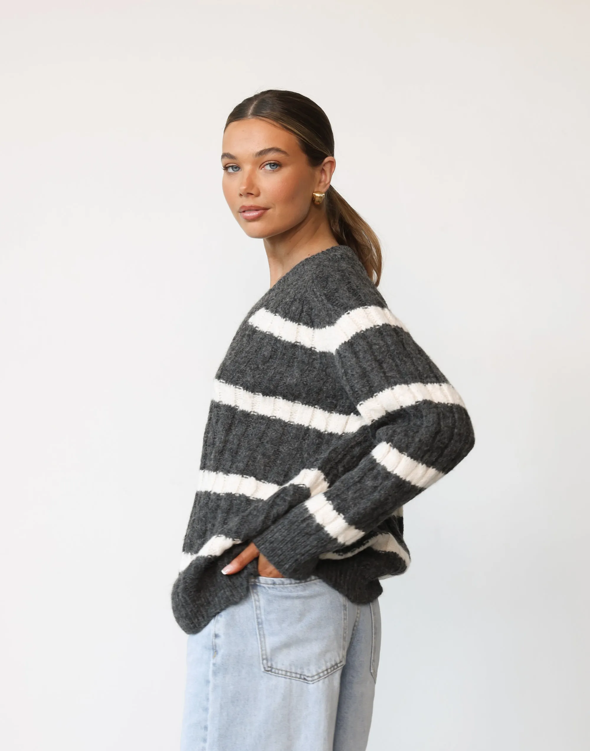 Baely Knit Jumper (Slate Stripe)