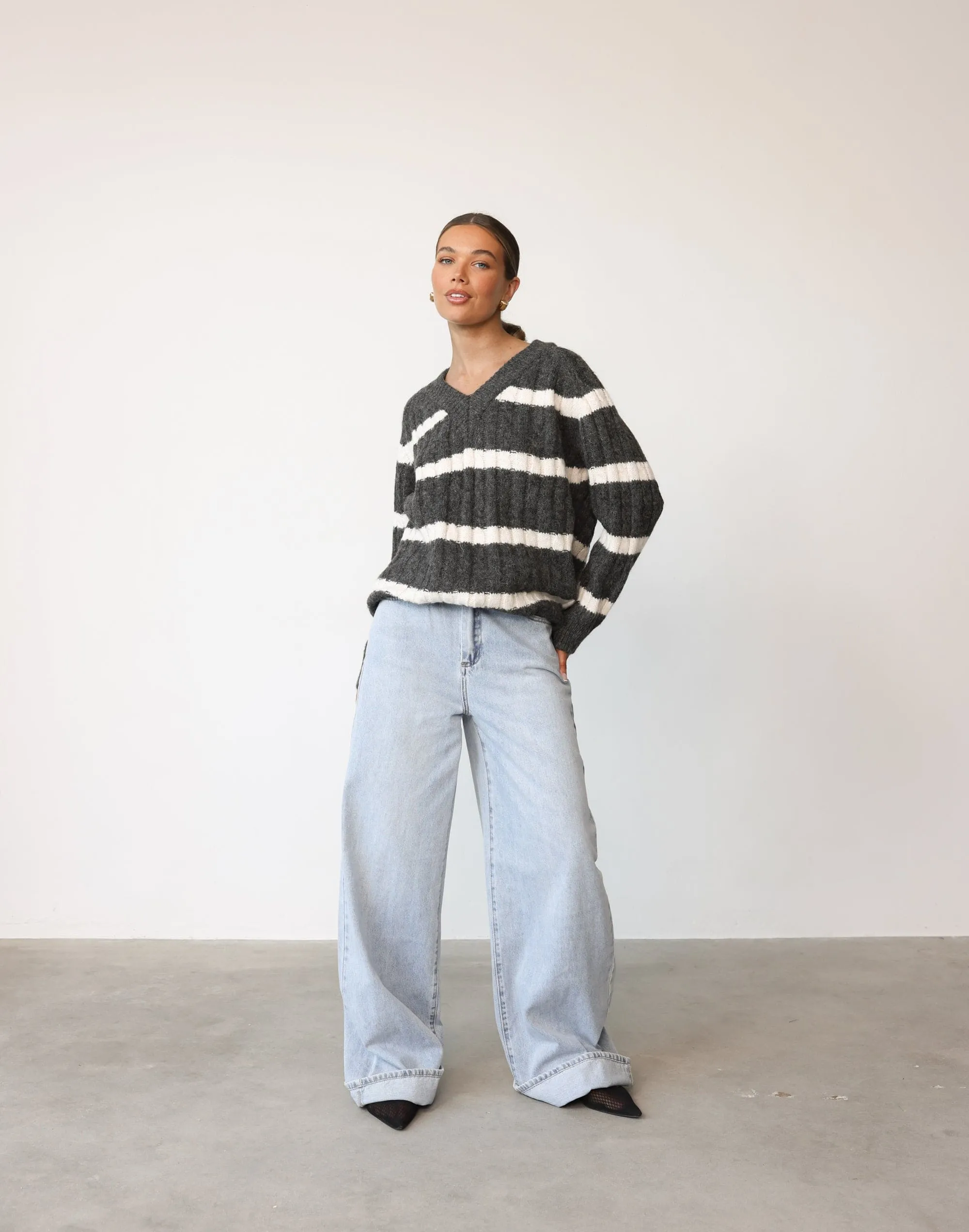 Baely Knit Jumper (Slate Stripe)