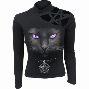 BLACK CAT - Pentagram Shoulder Longsleeve Top