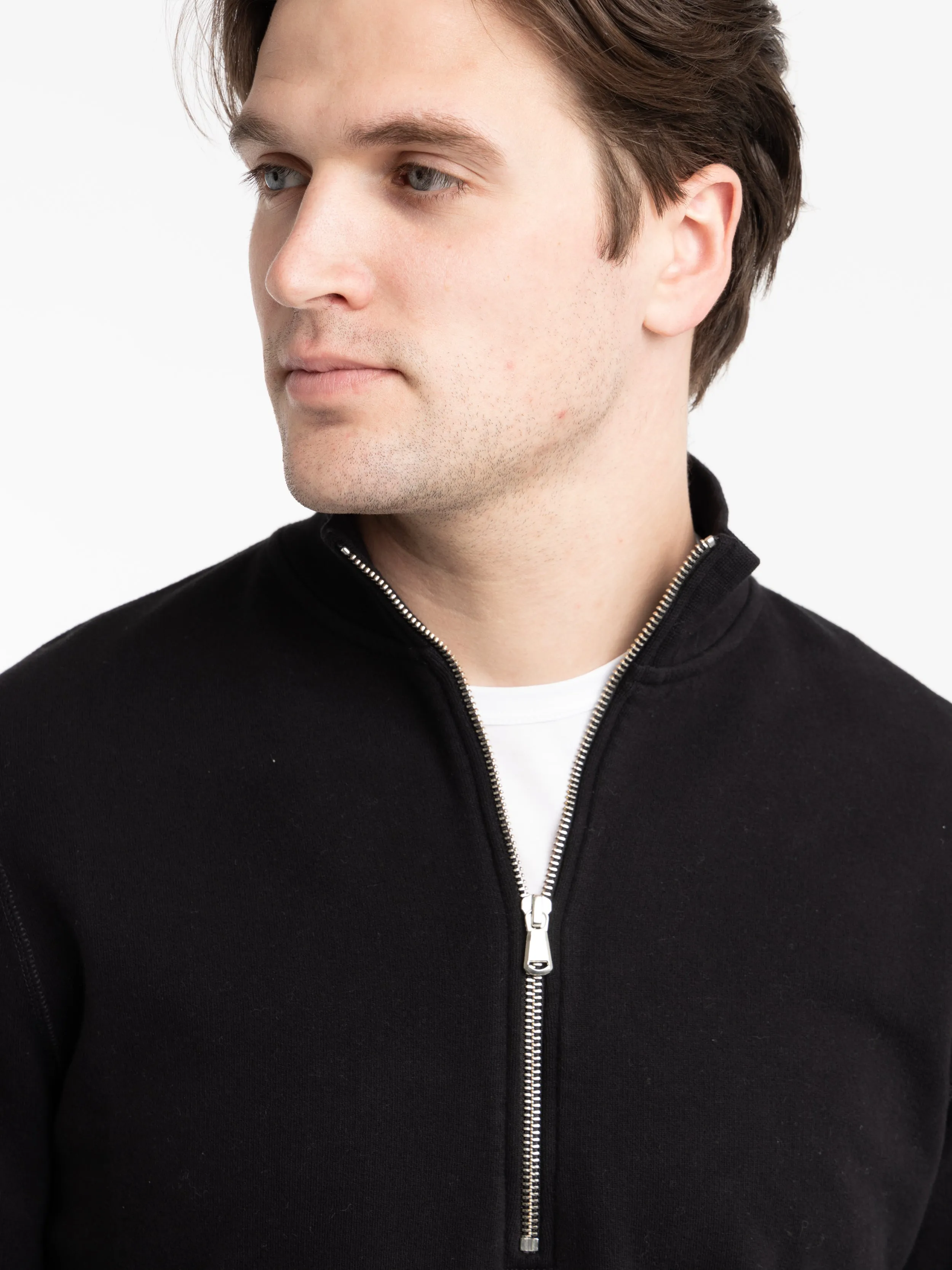 Black Half Zip Loopback Sweatshirt