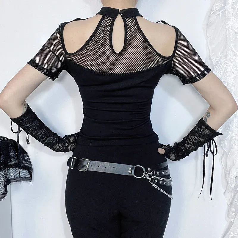 'Black is Back' Goth Mesh See Through Top