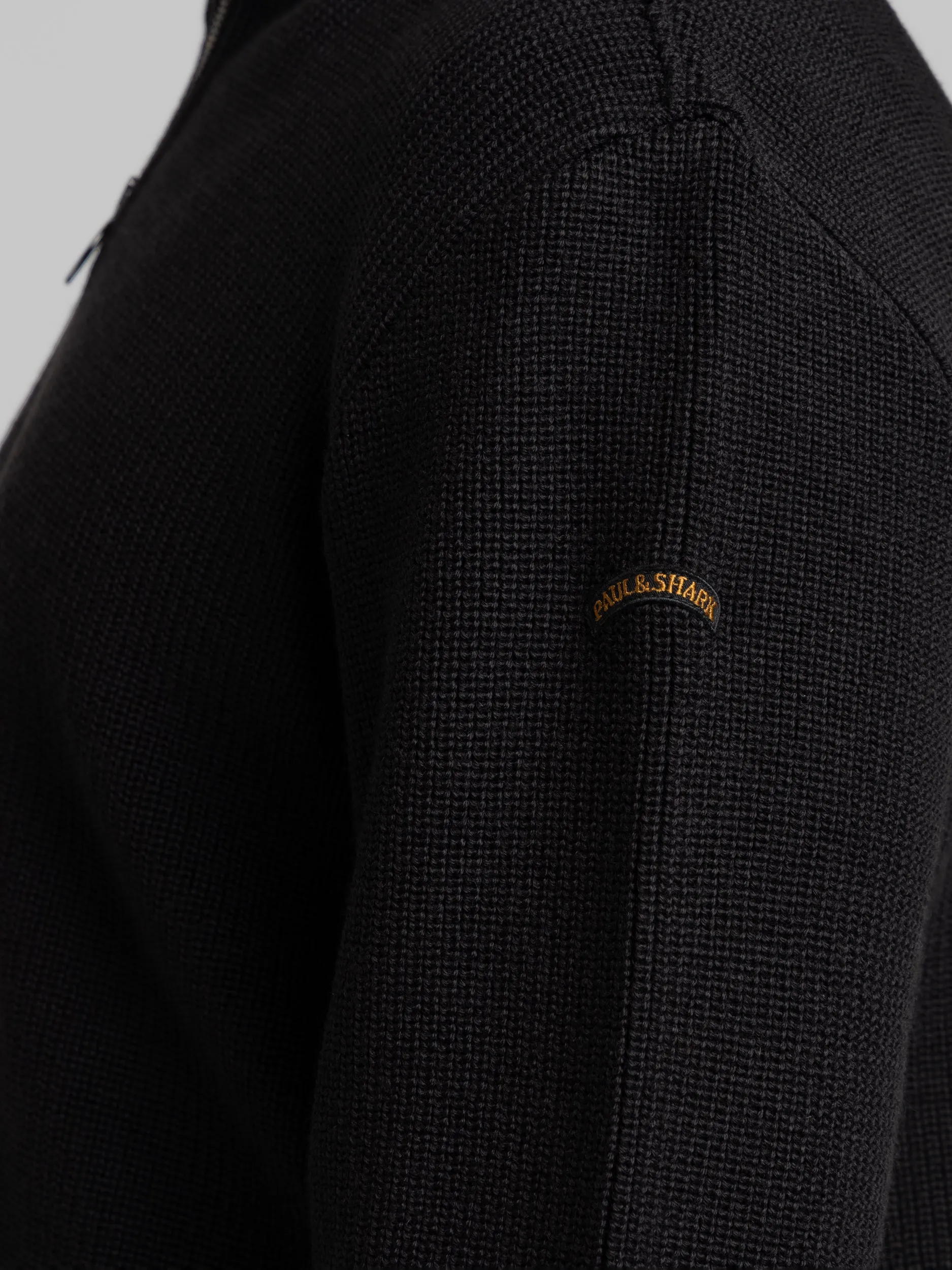 Black Quarter-Zip Ribbed Knit