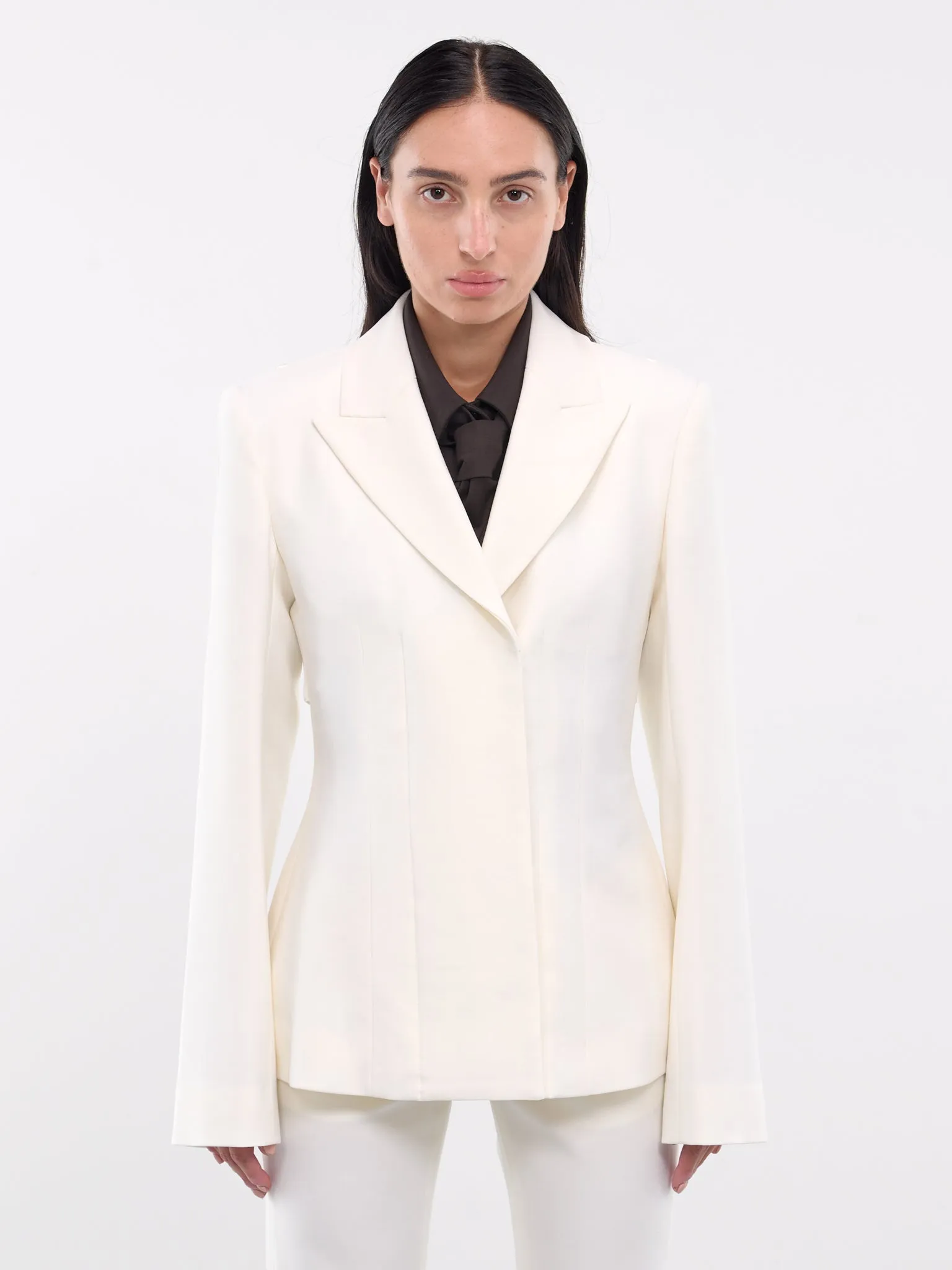 Bra Strap Tailored Blazer (AH0299-DBG-CREAM-WHITE)