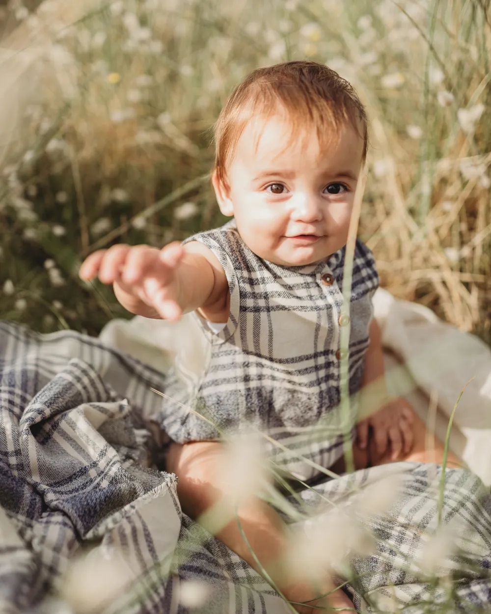 Brushed Check Bubble Romper