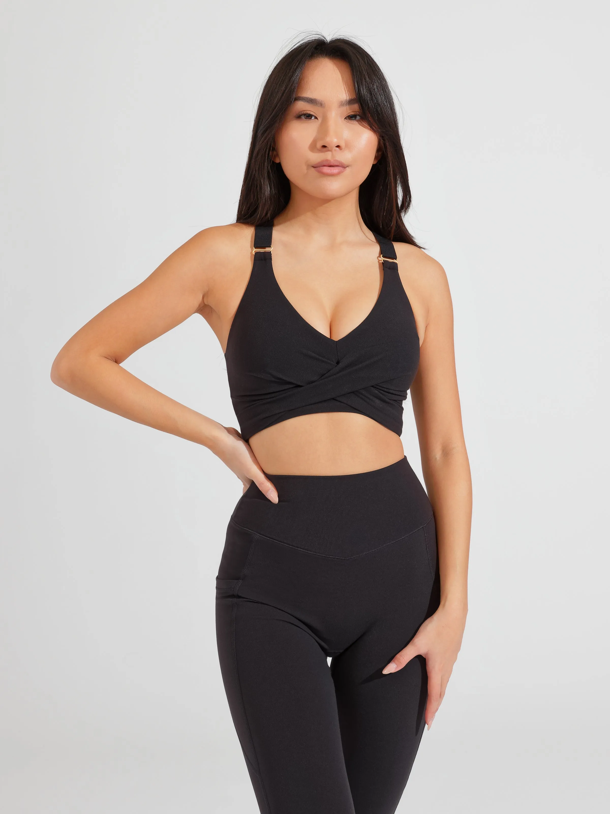 Candy Wrap Sports Bra - Onyx Black